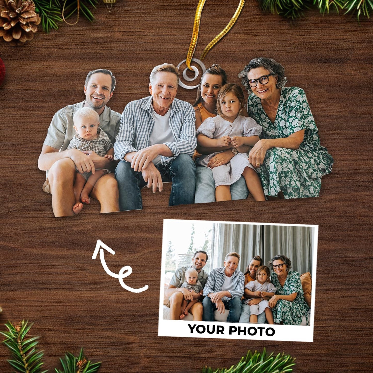 DOPTIKA Acrylic 2D Personalized Photo Ornament, Christmas Ornaments 2025, Birthday Gifts for Mom Dad, Family Ornament for Christmas Tree, Custom Photo Gifts for Family