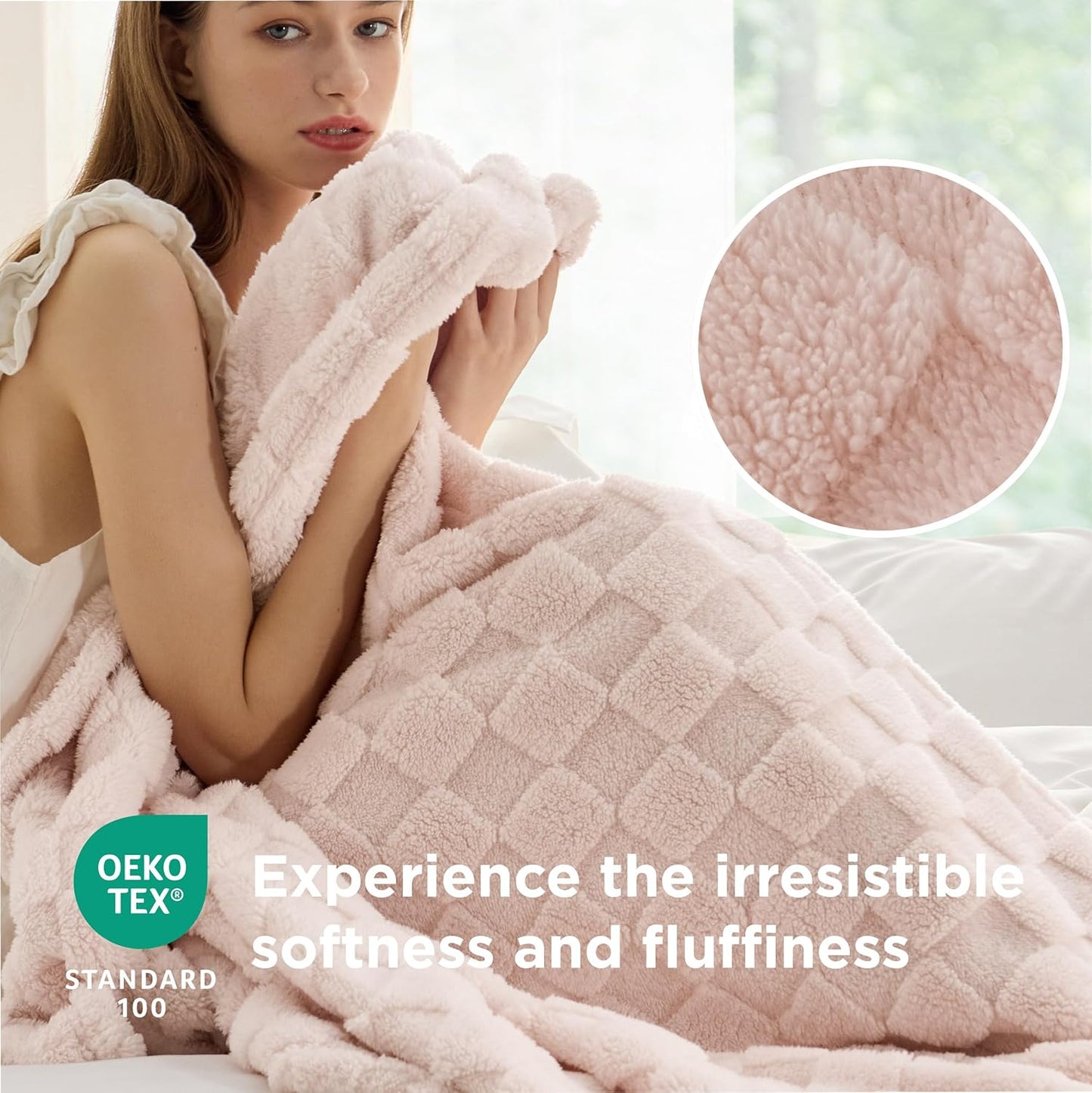 Bedsure GentleSoft California King Blanket for Bed - Super Soft Cozy Blankets for Women Men Girls, Large Fuzzy Fleece Throw for Bedroom Decor, Light Pink, 102x96 Inches