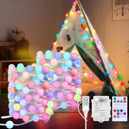 Fairy Lights Color Changing 16.5FT String Lights with Remote, 2-Pack Mini Ball LED Twinkle Lights USB Plug or Battery Powered for Indoor Outdoor Waterproof Party Garden Camping Decoration