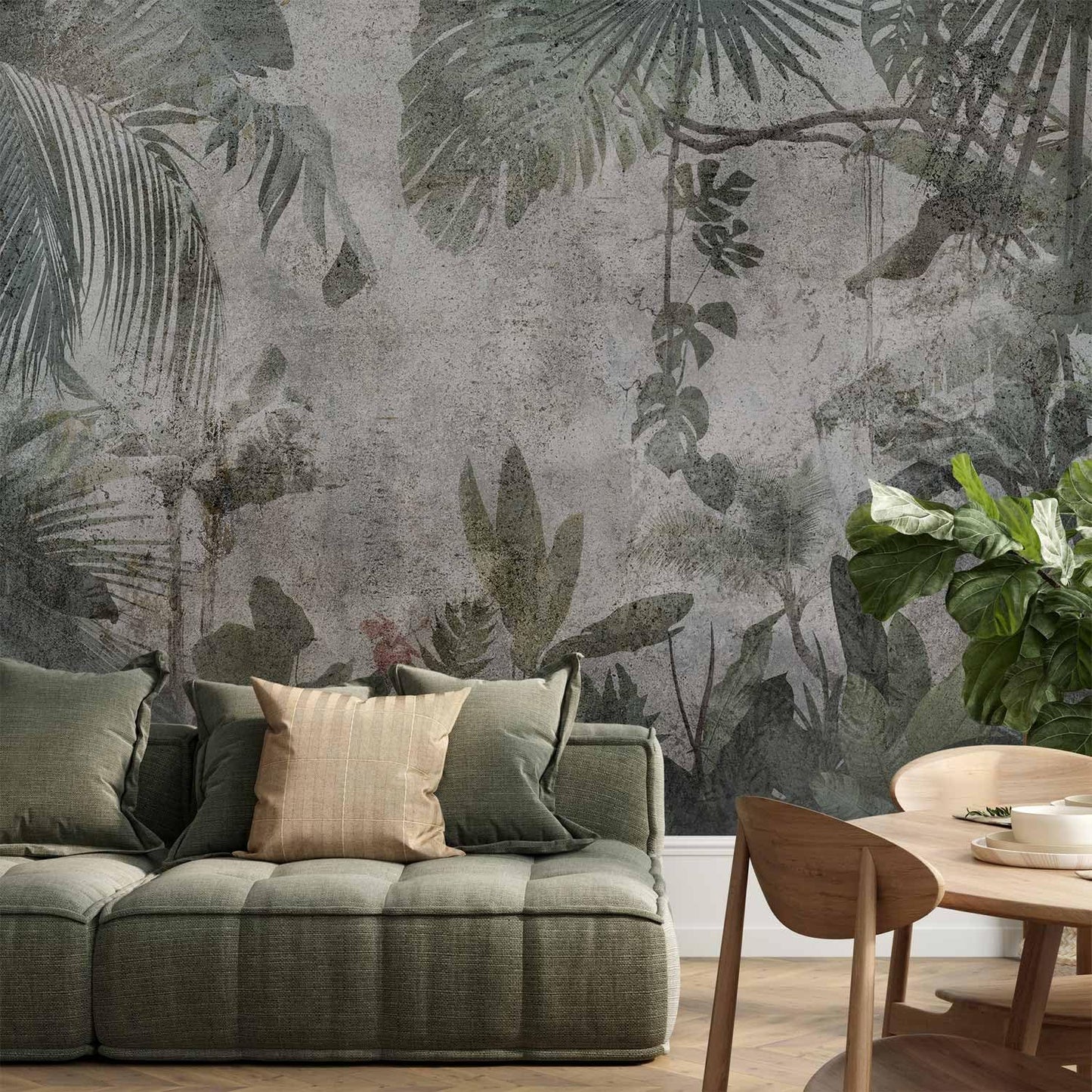 artgeist Premium Wall Mural Tropical Leaves 98x69 in - XXL Non-Woven Wallpaper Fleece Wall Decor Photo Print Picture Image Design Landscape Jungle Nature Monstera Palm Leaves b-C-0821-a-a