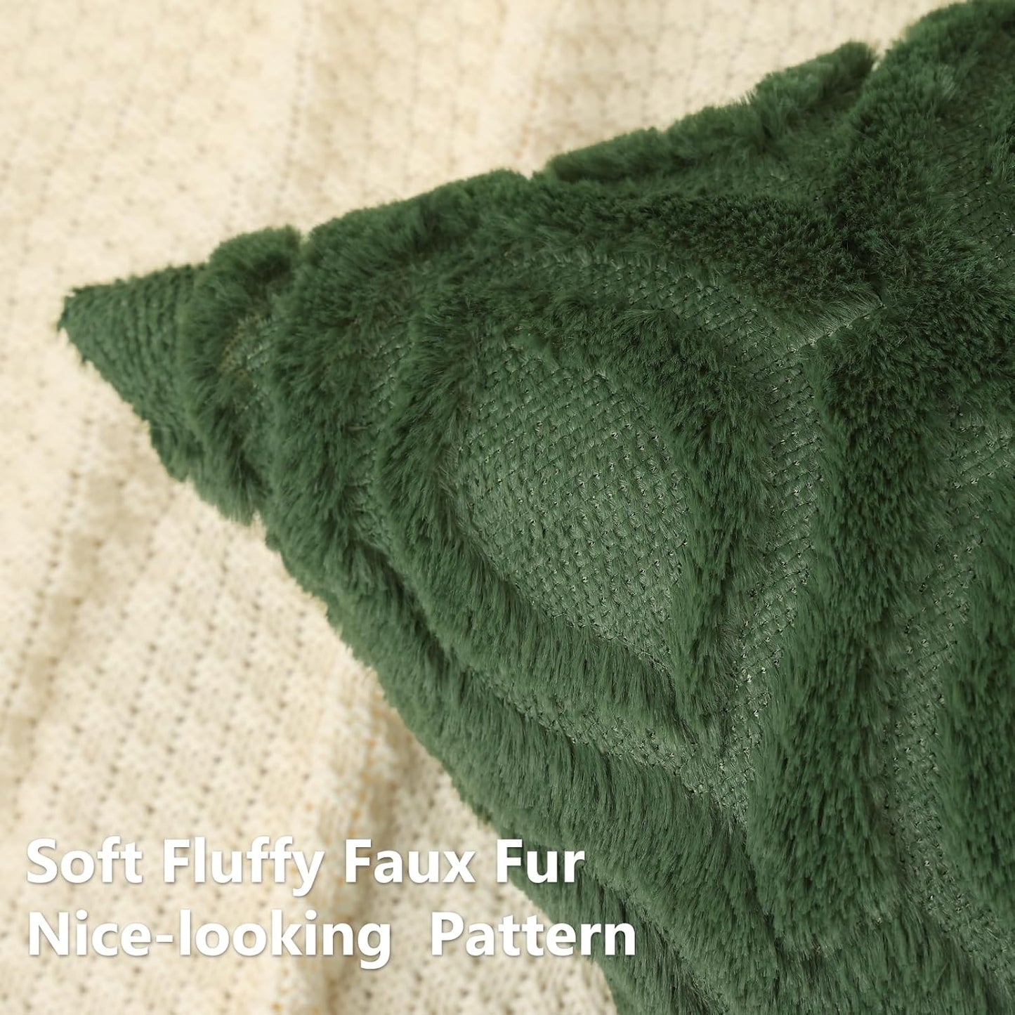 decorUhome Throw Pillow Covers 12x20 Inch Set of 2, Soft Plush Decorative Faux Fur Forest Elf Solid Couch Pillow Covers, Accent Farmhouse Neutral Lumbar Euro Pillow Cases for Sofa Bed Living Room