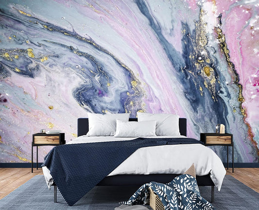 Gilding Marble Pink Wall Mural Wallpaper for Bedroom 137" x 100"