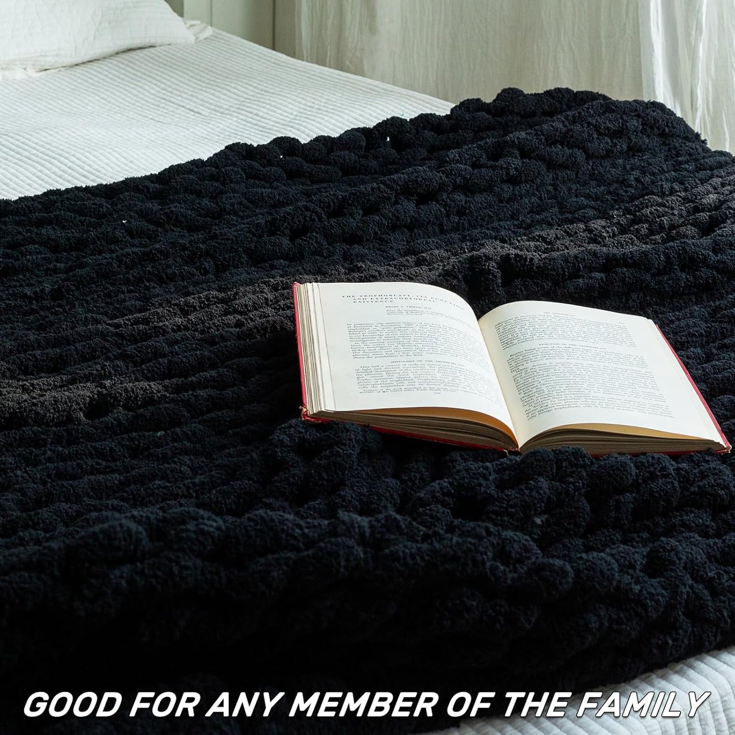 Chunky Knit Blanket - Luxury Soft Cozy 60 * 80 Throw Blanket,100% Woven Blanket Rope Knot Throw Blanket for Couch, Sofa, Home Decor, Gift - Machine Washable(Black)