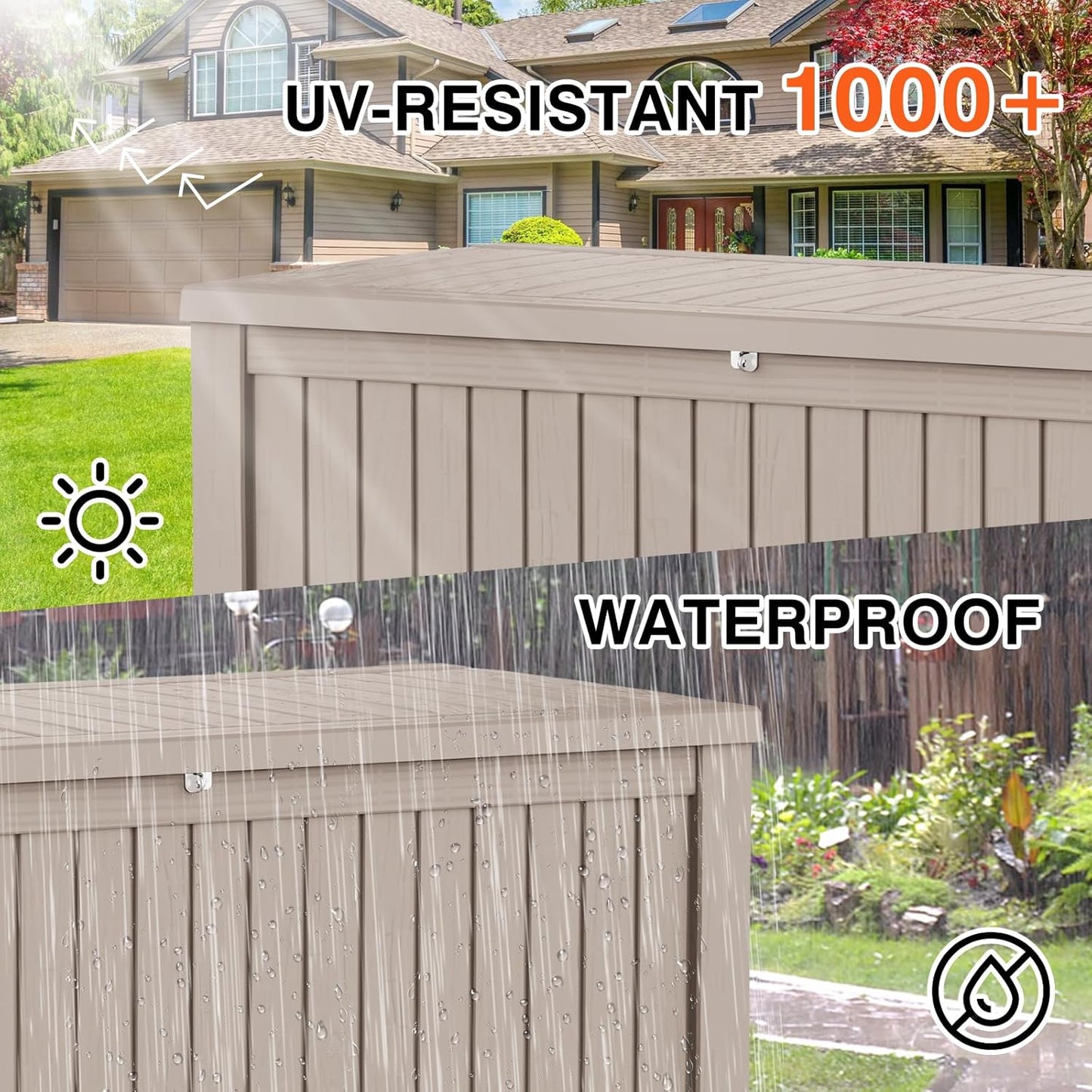 180 Gallon Outdoor Storage Box Waterproof Lockable Resin Deck Box Large, Patio Storage Bin for Pool Accessories Cushion Furniture, Garden Tools, UV-Resistant Outside Delivery Grey