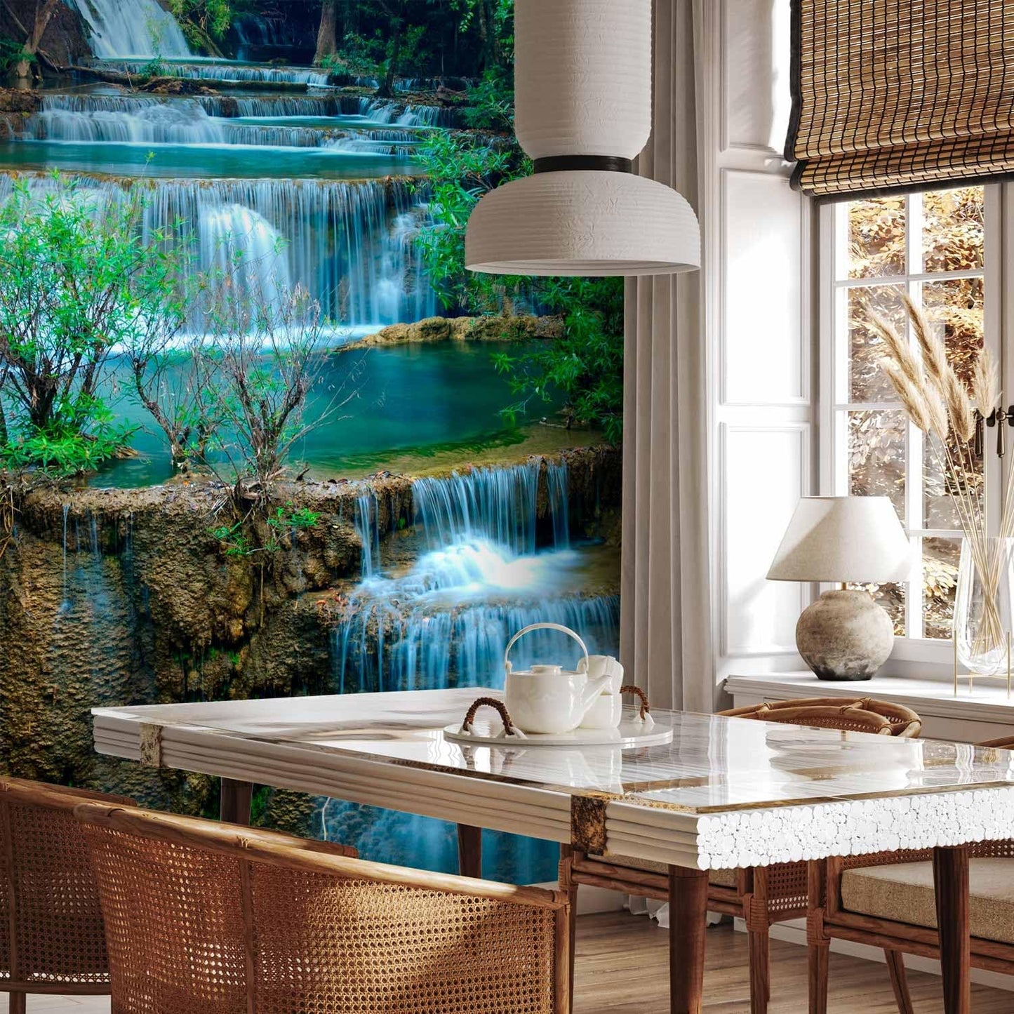 artgeist Premium Wall Mural Waterfall Landscape 216x98 in - Non-Woven Photo Wallpaper Art Print Fleece Wall Mural Decoration Poster Picture Design Forest Nature Tree c-B-10073-a-a