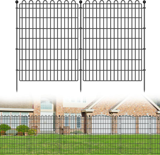 5 Panels No Dig Decorative Garden Fence for Yard, 40 in(H) X 11.8 ft(L) Animal Barrier Fencing for Outdoor Dog, Metal Portable Garden Fences for Borders, Pets, Landscape, Temporary Fence
