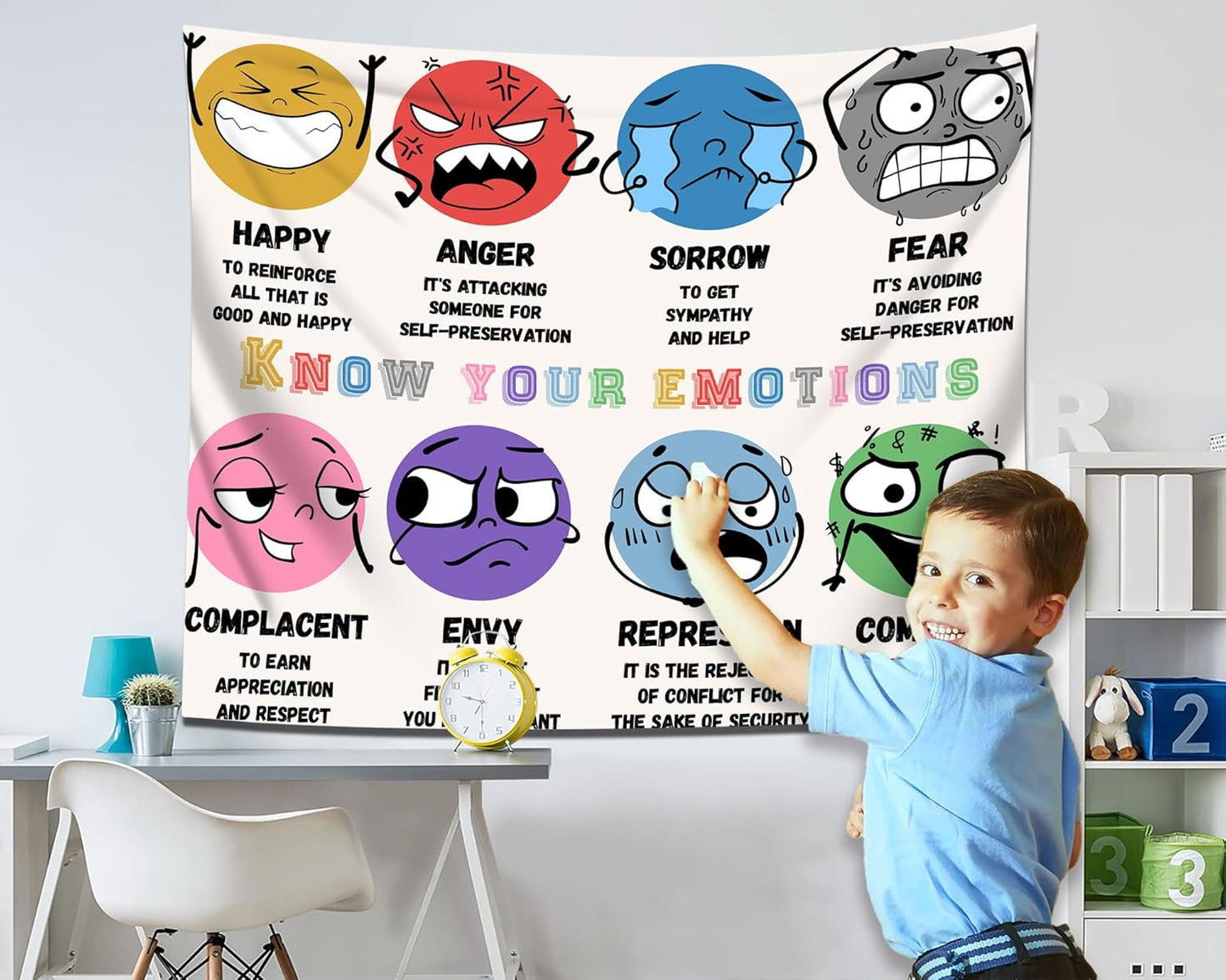 dueeia Mental Health Therapy Tapestry Wall Hanging Counseling Office Classroom Inspirational Motivational Tapestries for School Bedroom Living Room Wall Decor (59.1"x51.2")