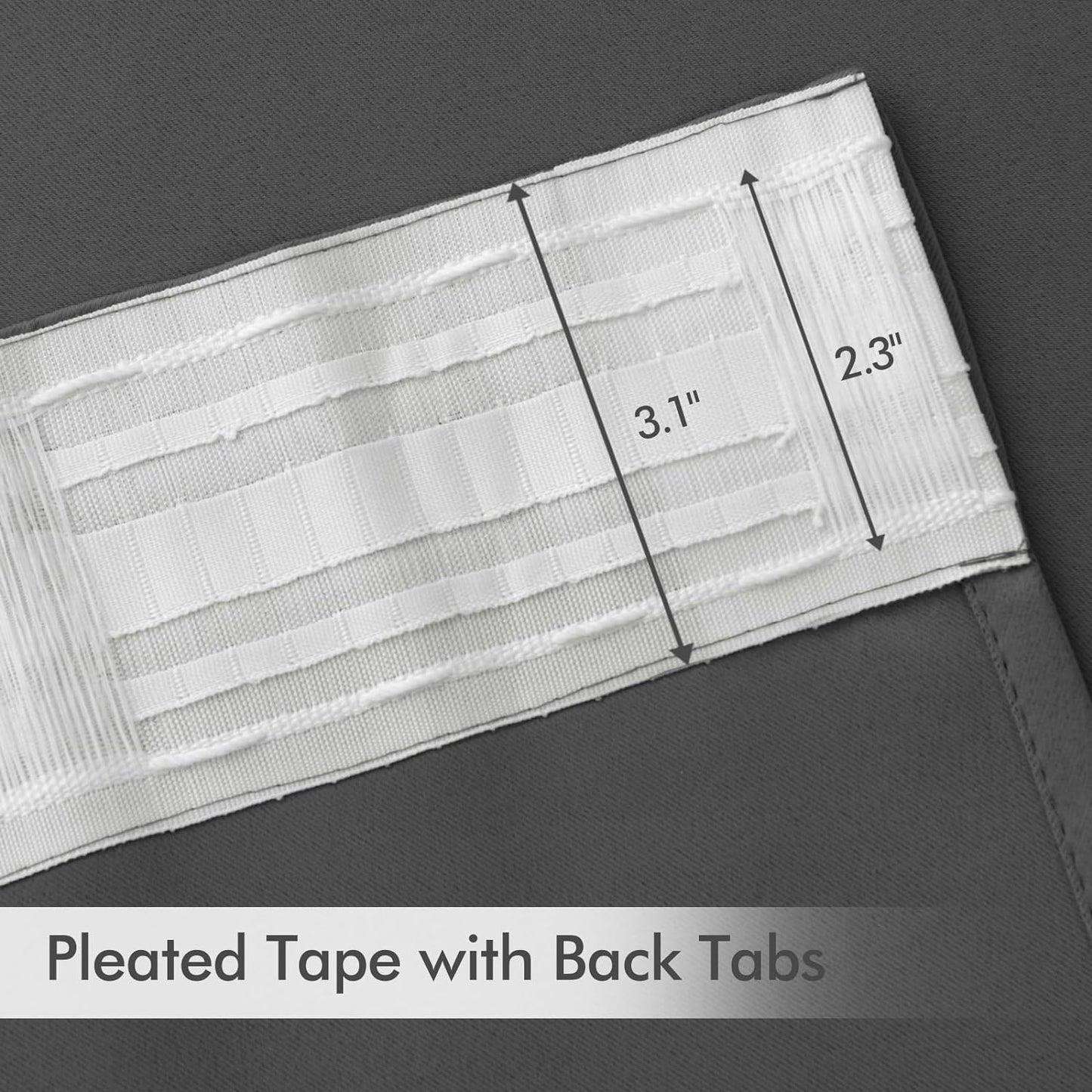 MIULEE Grey Back Tab Blackout Curtains 63 Inch Length 2 Panels Set for Living Room Bedroom Privacy, Rod Pocket/Pinch Pleat Thermal Insulated Room Darkening Pleated Light Blocking Drapes