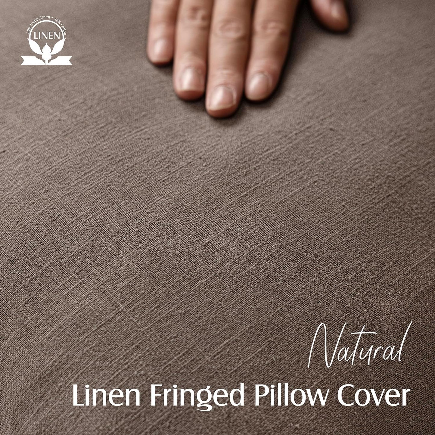 Foindtower Set of 2 Decorative Linen Fringe Throw Pillow Covers Cozy Farmhouse Cushion Cover with Tassels Accent Pillowcase for Couch Chair Sofa Bed Living Room Home Decor,24×24 Inch,Light Coffee