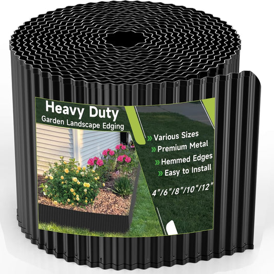 Corrugated Garden Edging,6"×40Ft Galvanized Steel Landscape Edging & Lawn Edging Border,Metal Garden Border for Flower Beds,Garden,Lawn,Raised Beds & Tree Surrounds(Black)