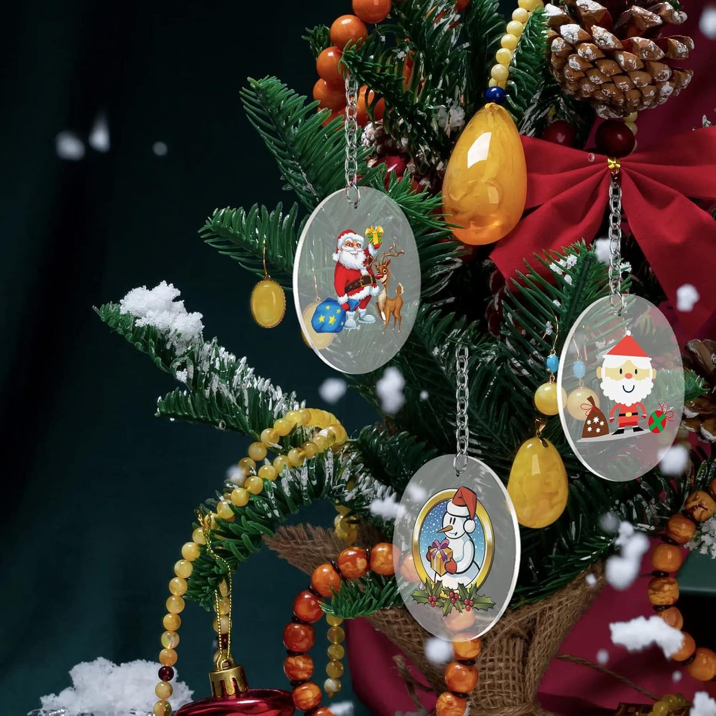 Acrylic Clear Ornament Circle Blanks 50 Pieces 1/16" Thick 3.5"/89 mm Transparent Round Acrylic Disc for DIY Crafts with Christmas Tags