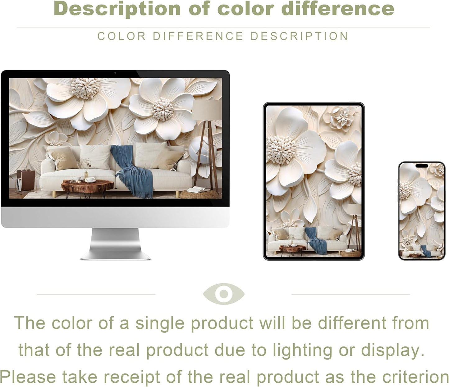 3D Relief Floral Wall Mural Wallpaper for Living Room Bedroom (Not Peel n' Stick)