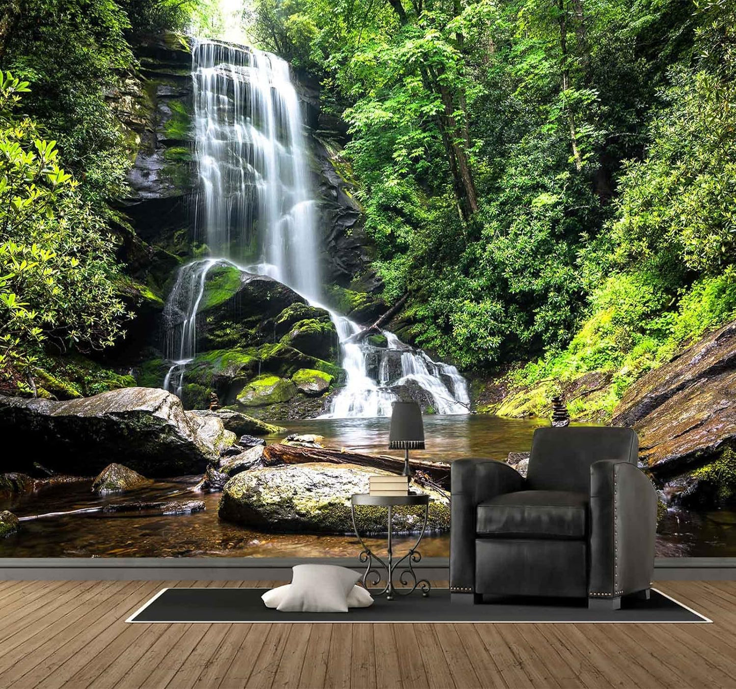 151''x105''Cascading Waterfalls in Forest Wall Mural Large Wallpaper Mural Wall Decor for Bedroom, Living Room, Kids Room(Not Self-Adhesive)