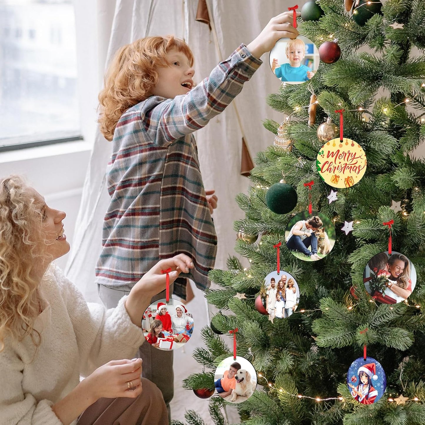 Personalized Christmas Ornaments with Photo - Custom Wood Christmas Ornament - Wedding Gifts for Couples, Engagement Gifts for Couples