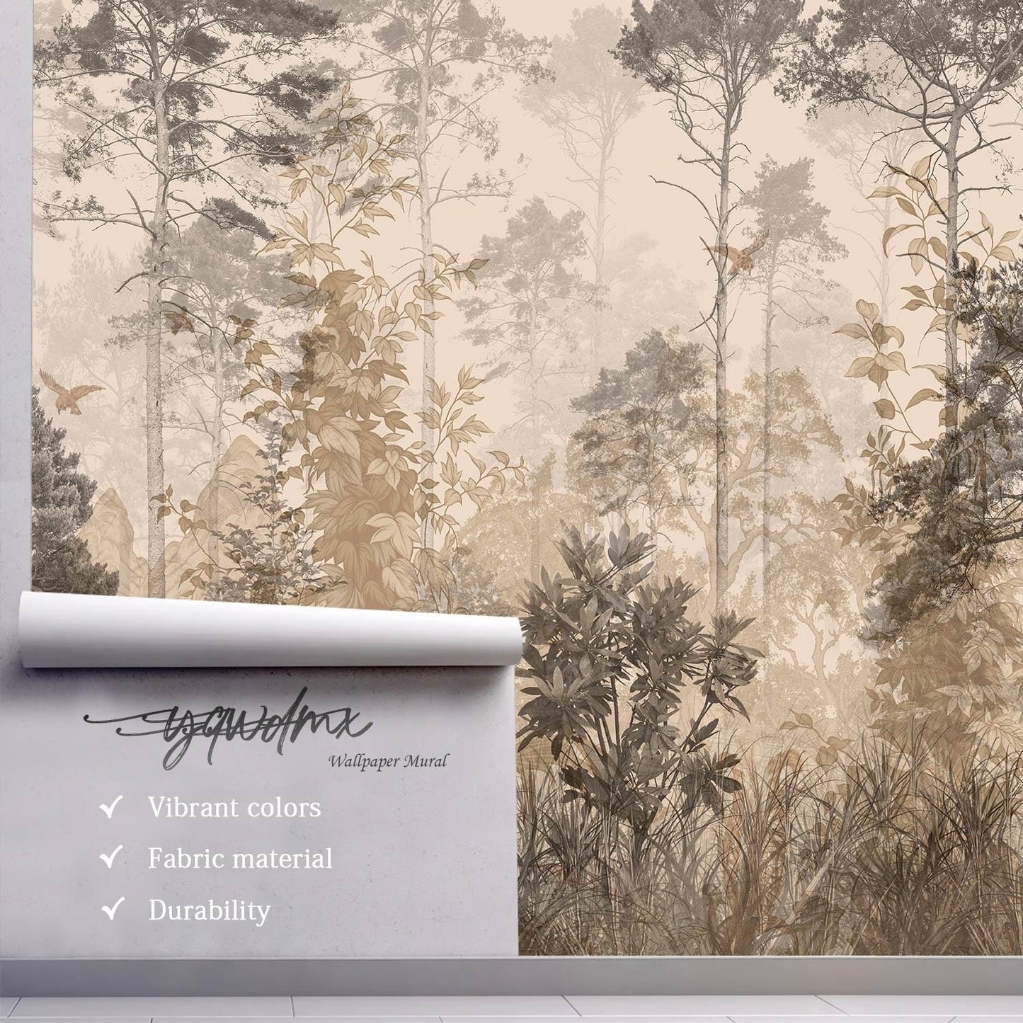 -Vintage Forest Natural Wall Bedroom Mural XT18 S 100" x 65"