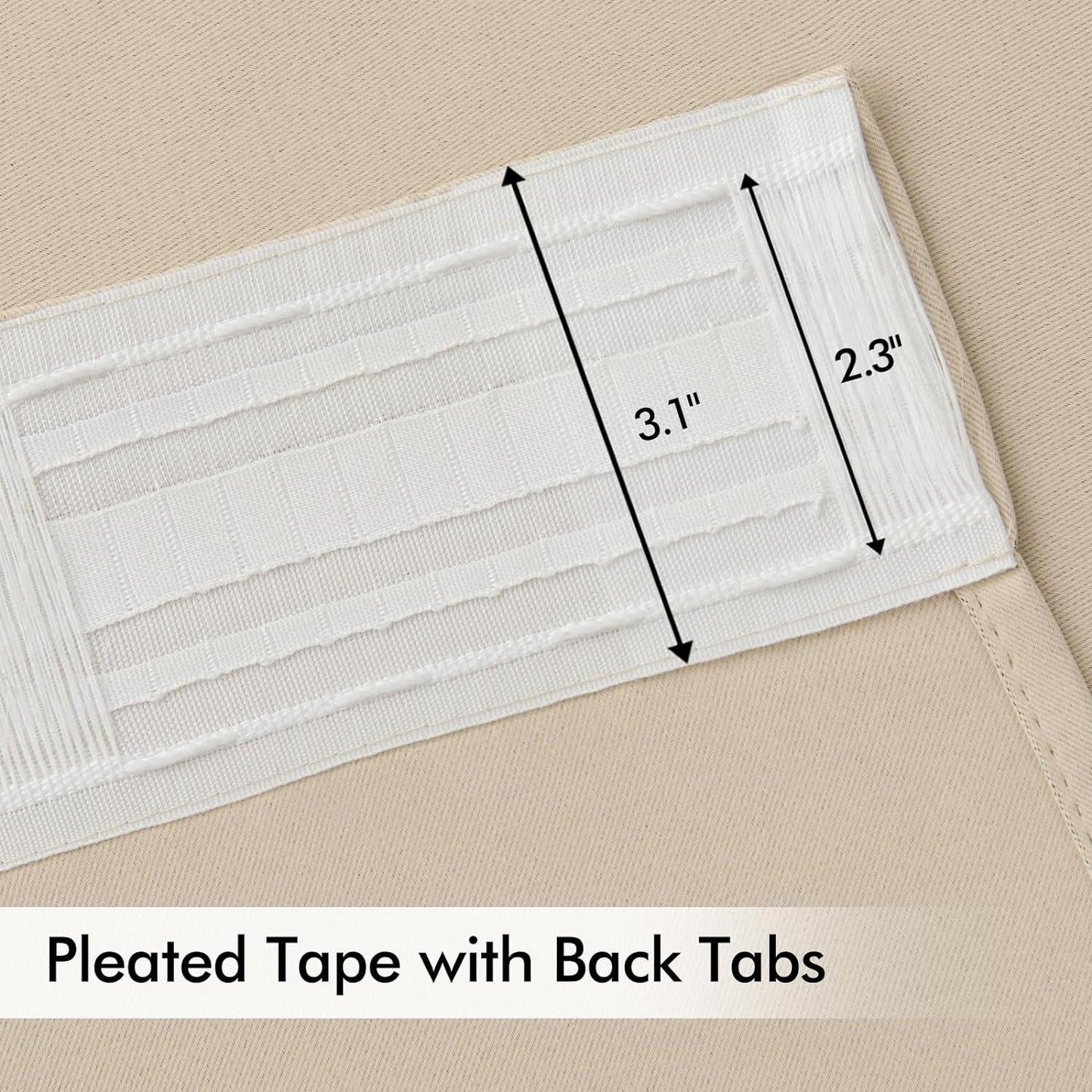 MIULEE Back Tab Cream Beige Curtains 96 Inch Long 2 Panels Set for Living Room Bedroom, Ivory Rod Pocket/Pinch Pleated Light Blocking Thermal Insulated Room Darkening Floor to Ceiling Blackout Drapes