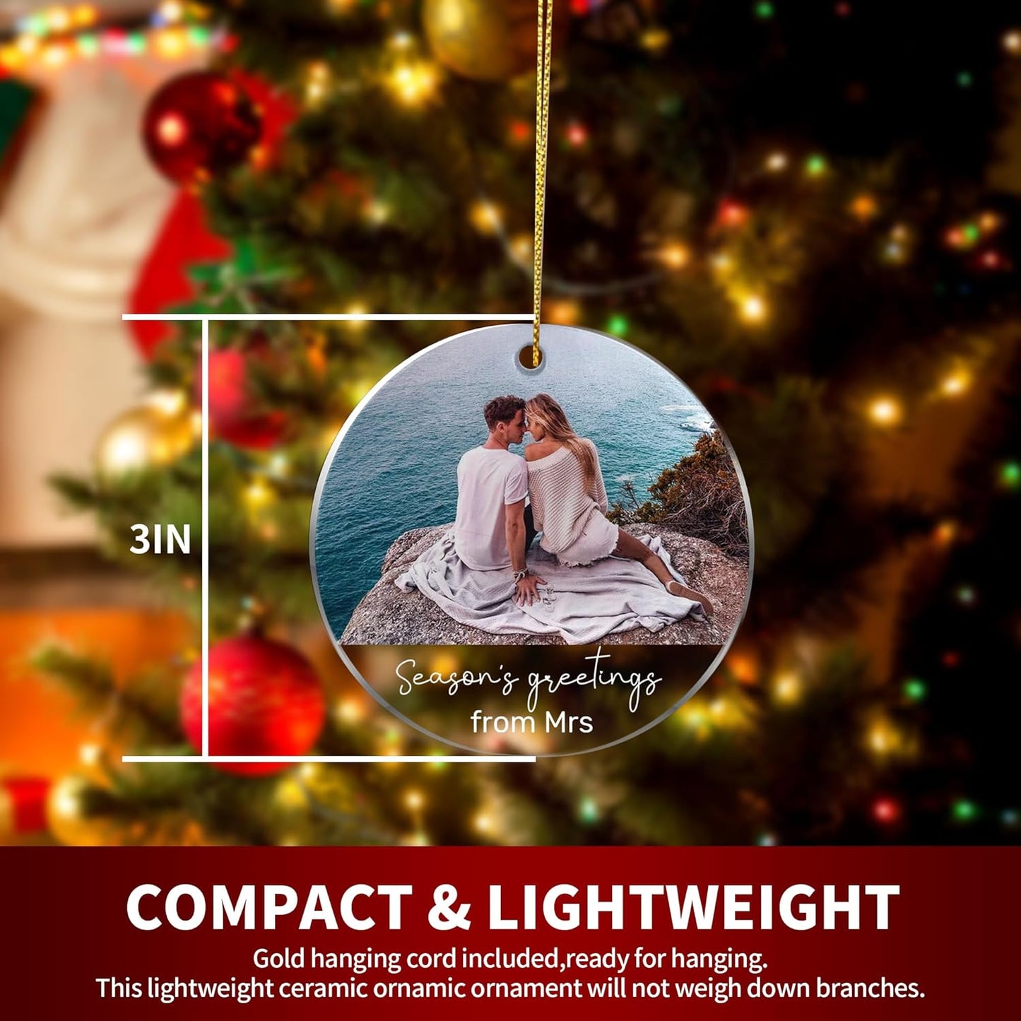 Personalized Christmas Ornaments, Custom Photo & Text 2025 Christmas Tree Ornament, Ideal for Xmas Decorations, Baby Showers, Weddings, Birthdays, Gifts for Mom, Dad, Kids, Pets, Friends