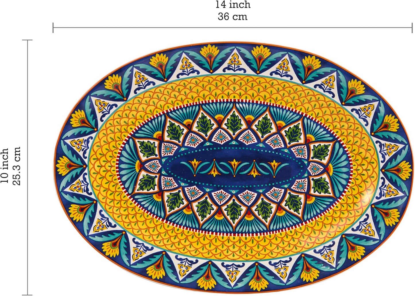 Bico Havana 16 plus 14 inch Oval Platters Set, Set of 2, Microwave and Dishwasher Safe, for Serving Fish, Chicken, Turkey