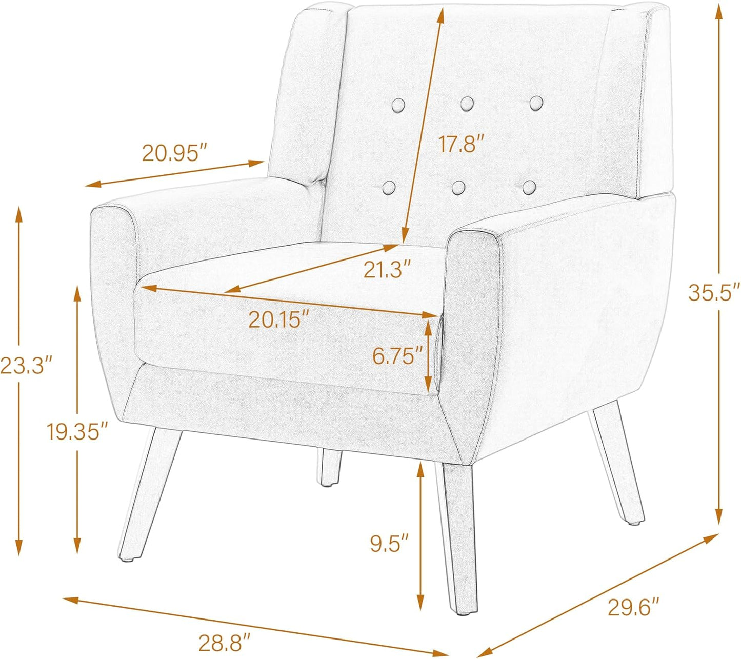 UIXE PU Leather Accent Chairs Set of 2, Modern Arm Club Chair Upholstered Armchair for Living Room, Comfy Single Sofa Seats Button Tufted Reading Seating, Cream