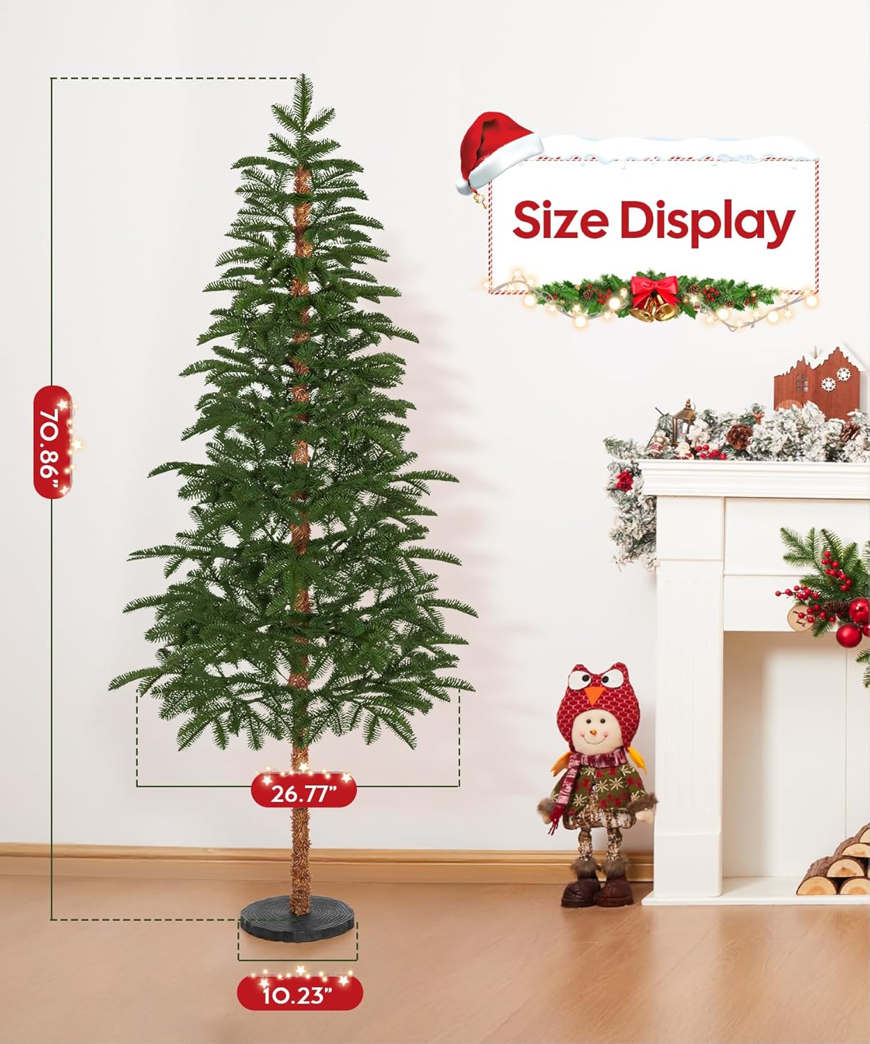 Decoway 6 FT Artificial Christmas Tree, Unlit Xmas Tree with 641 Green PE Tips for Indoor Outdoor Decorations Holiday Decor