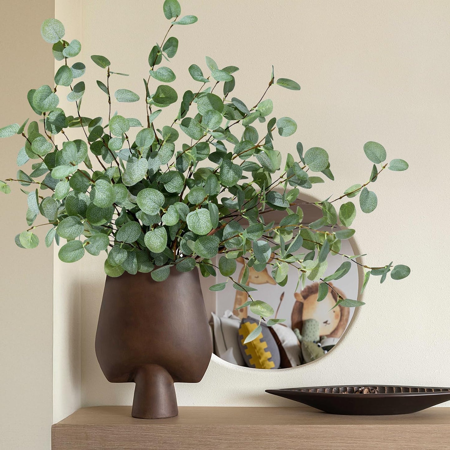 8Pcs Faux Eucalyptus Stems, 27" Artificial Eucalyptus Plants with White Frosted Coating, Fake Eucalyptus Decor Silk Greenery Leaves for Wedding Bouquets Home Decor DIY Floral Arrangements