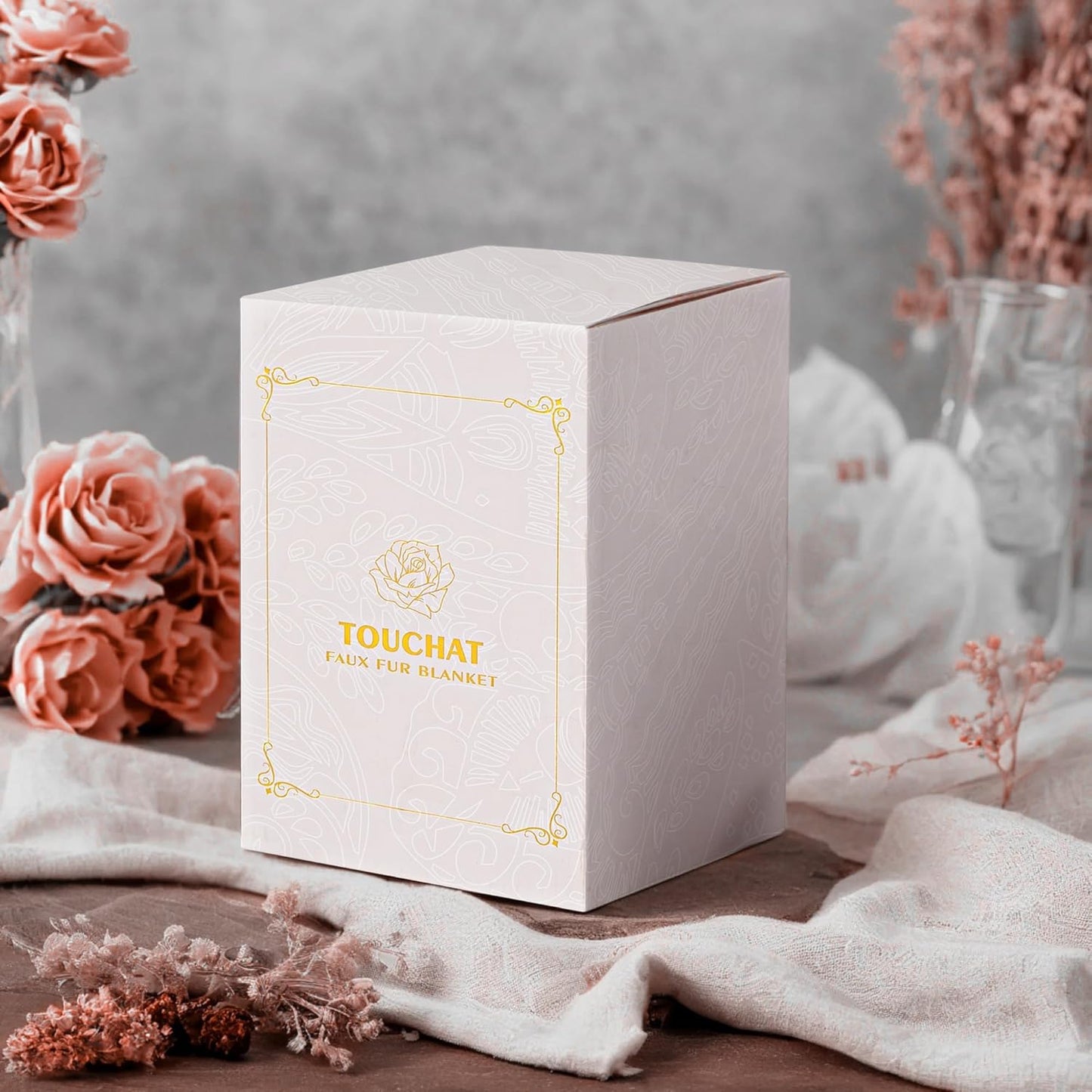 Touchat Ruched Faux Rabbit Fur Blanket, 700 GSM Luxury Dual-Sided Soft Cozy Blanket, Fuzzy Fluffy Plush Throw for Bed, Couch and Sofa - 60"x80", Tie-dye Brown