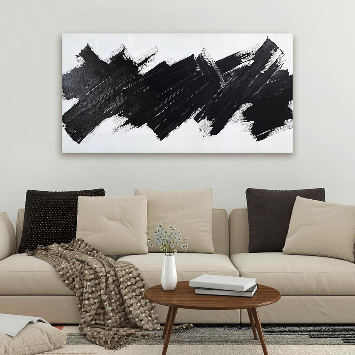 AIXMGSJS Canvas Wall Art Decor Modern Wall Pictures for Living Room Black Minimalist Wall Art Black Abstract Art Wall Artwork for Walls Canvas Prints Art Work For Home Kitchen Office Decor 20" X 40"