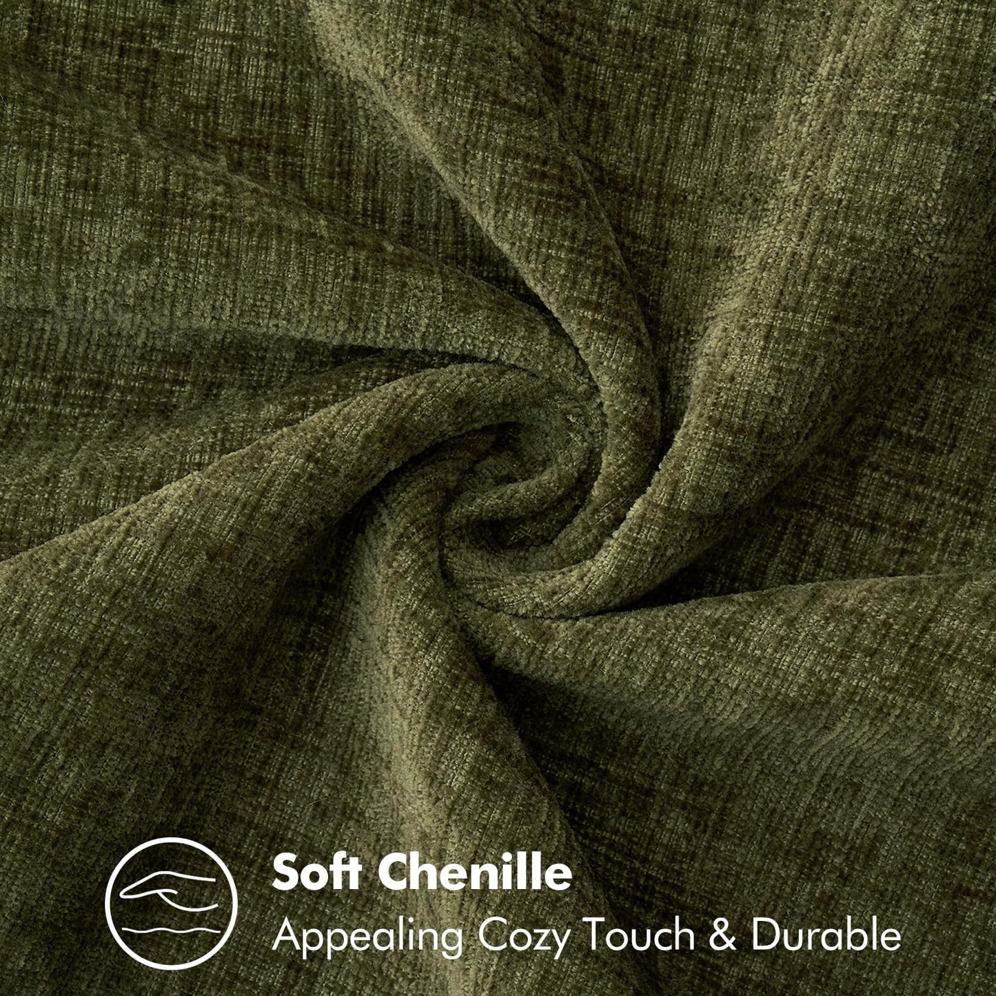 MIULEE Pack of 2 Couch Throw Pillow Covers 24x24 Inch Olive Green Farmhouse Decorative Pillow Covers with Stitched Edge Soft Chenille Solid Dyed Spring Pillow Covers for Sofa Bed Living Room