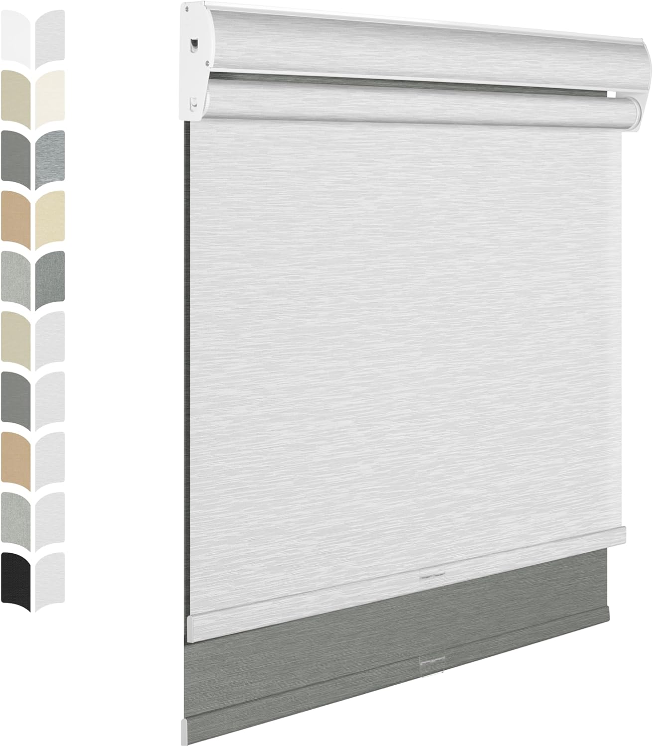 BERISSA Cordless Dual Roller Shades with Cassette Valance,Double Window Shades Blackout and Light Filtering Shades,Day and Night Roller Shades for Home Office Door.Grey and White.68 W x 64" H
