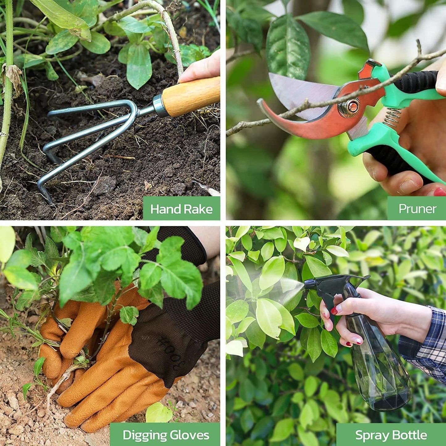 Gardening Tools 9-Piece Heavy Duty Garden Hand Tools with Fashion and Durable Garden Tools Organizer Handbag, Rust-Proof Garden Tool Set, Ideal Gardening Gifts for Women