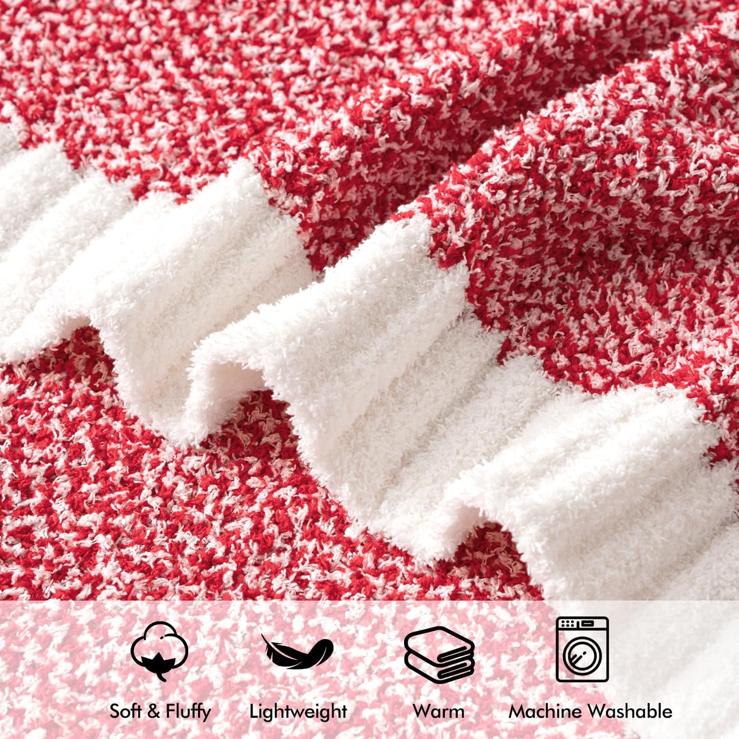 MIULEE Red Super Soft Throw Blanket for Couch, Cozy Fluffy Warm Blankets Knit Throw Blankets for Sofa, Bed, Chair, Living Room, Camping, Picnic, 50 x 60 inch