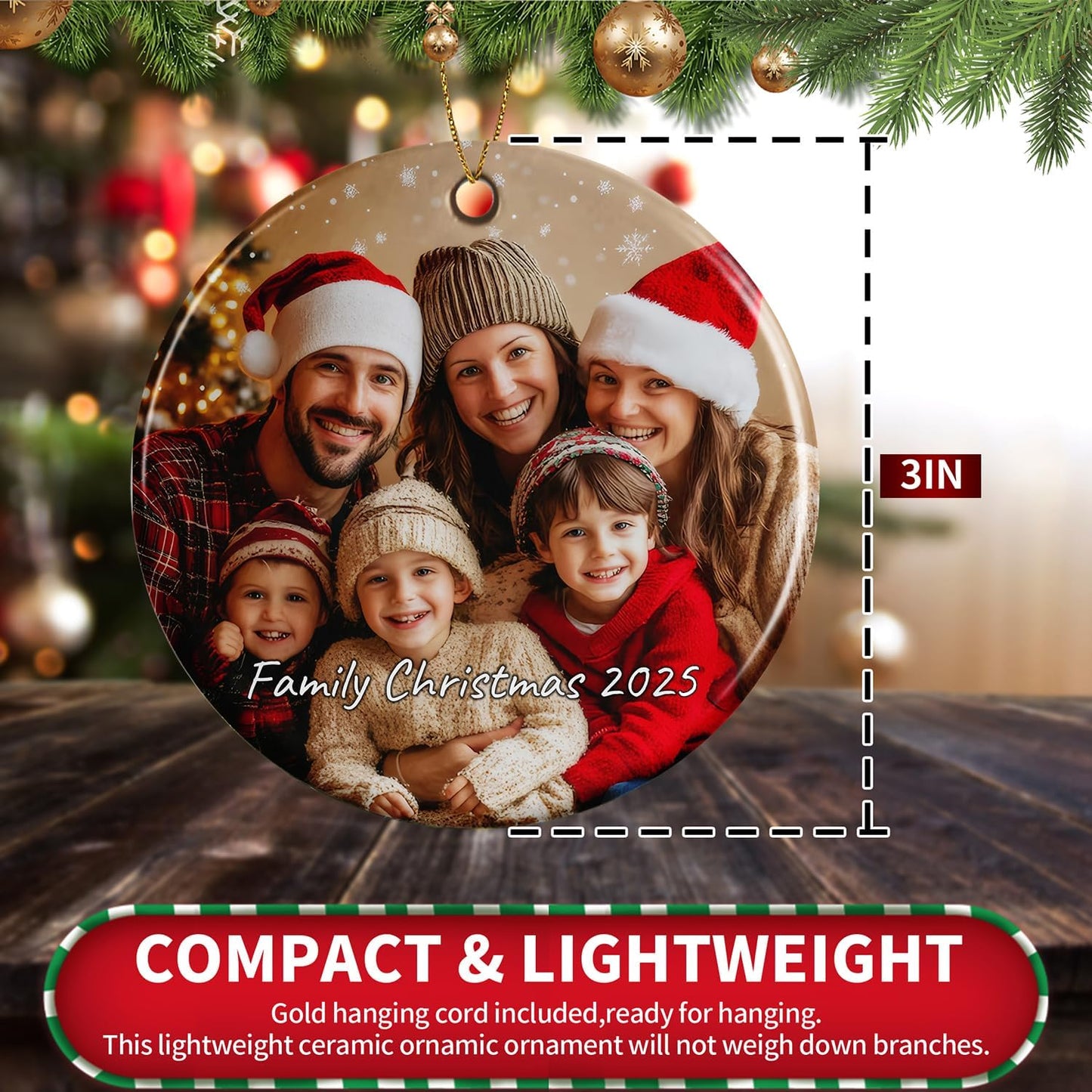 Personalized Christmas Ornaments 2025,Custom Christmas Ornament with Photo Text,Personalized Ornaments for Christmas Tree,Ornaments Keepsake Gift for Family