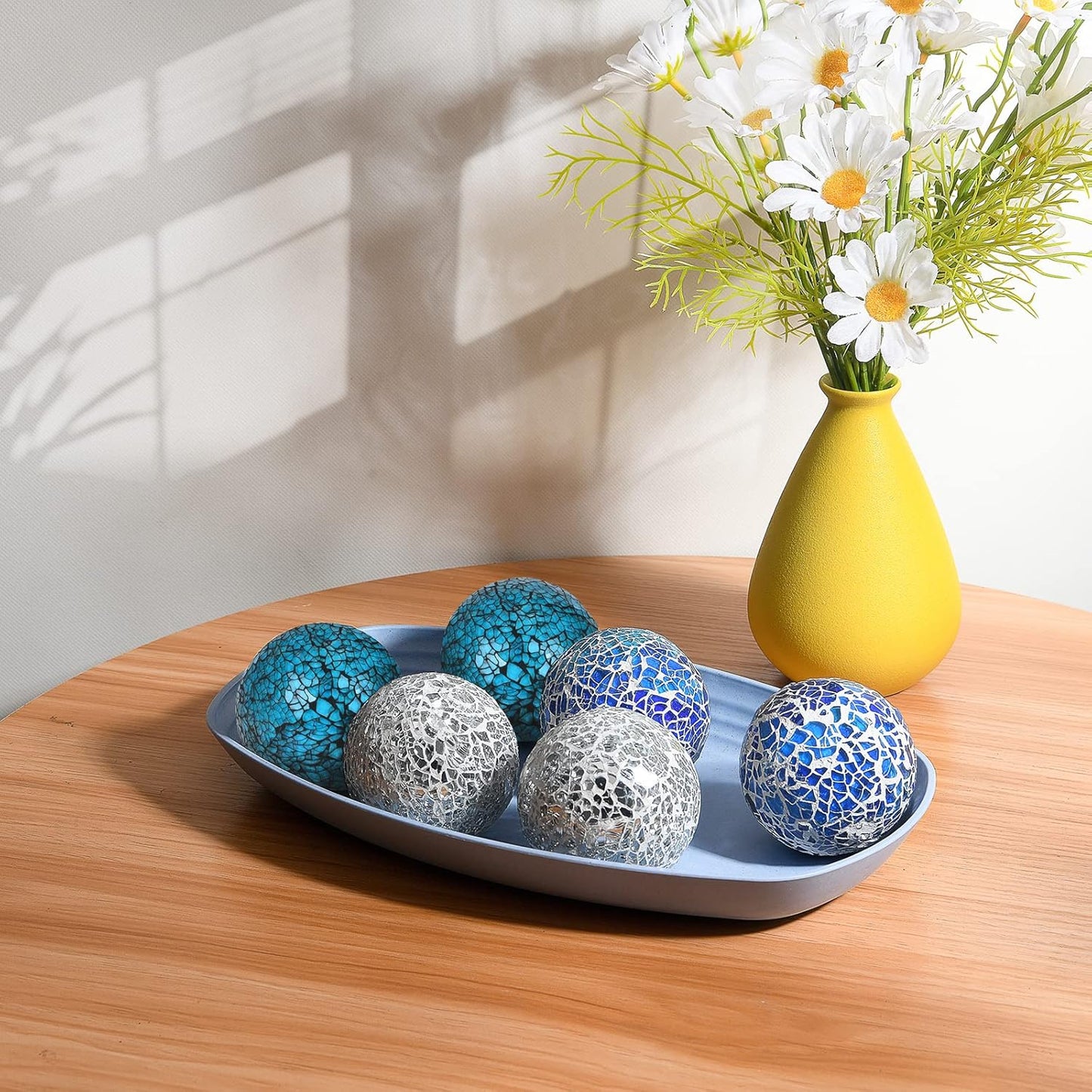 6Pcs Decorative Ball Set, 6cm/2.4inch Mosaic Glass Orbs Centerpiece Balls for Decorate Tables, Wedding Party