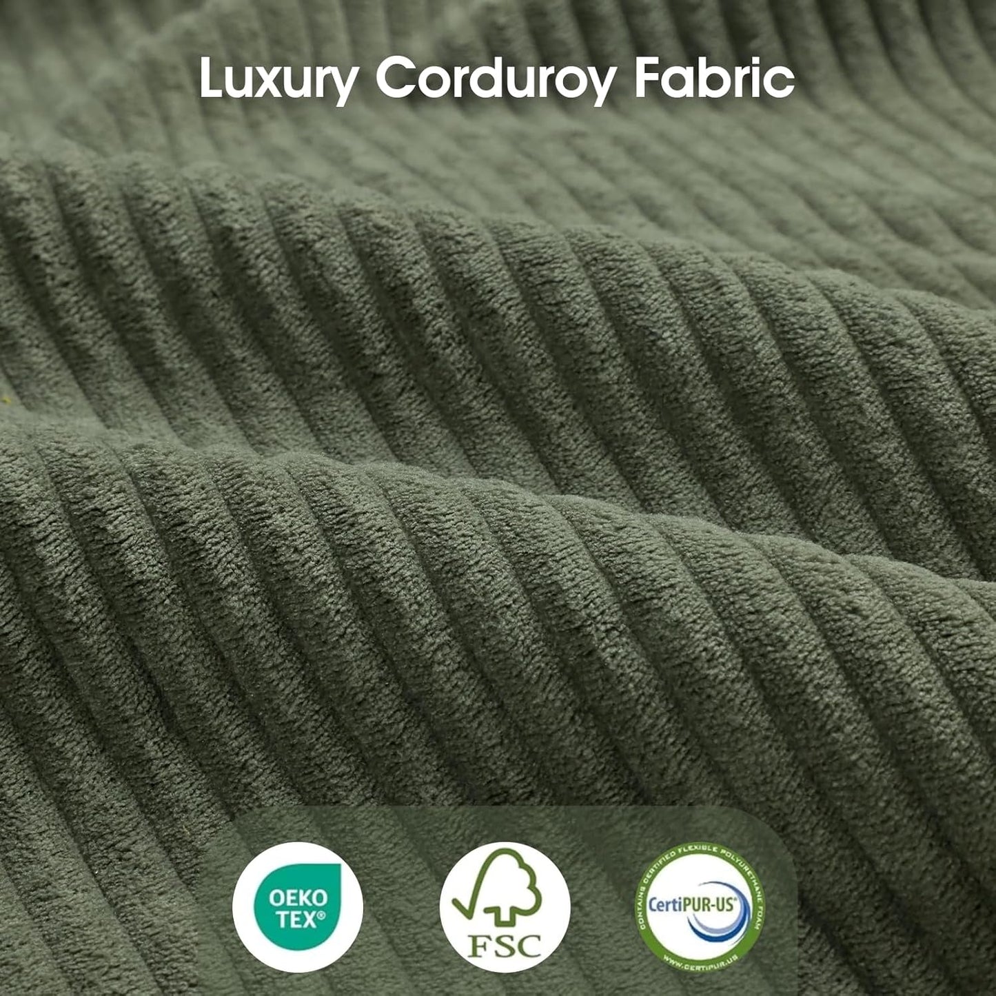 LLappuil Modular Sectional Sofa with Storage Seats, Corduroy Convertible Modular U Shaped Sectional Couch for Living Room, 6 Seat Oversized Sofa with 5 Back Cushion 5 Throw Pillow, Green