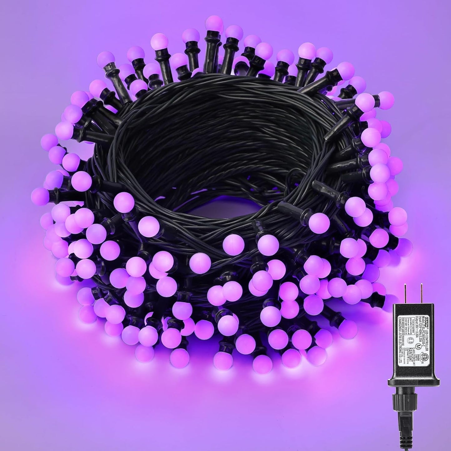 Brizled Purple Halloween Lights, 66ft 200 LED String Connectable, 8 Modes Berry Lights With Timer, Outdoor Plugin for Garden Tree Indoor Party