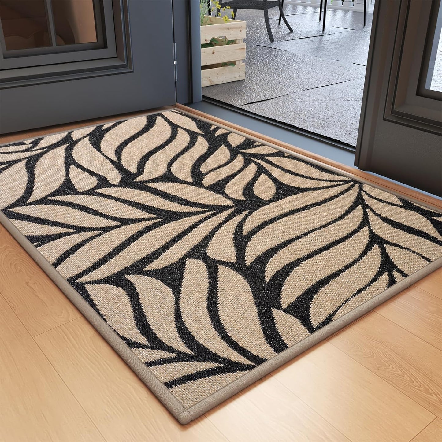 Front Door Mat Indoor Outdoor Entrance, 31''x47'' All-Season Waterproof Welcome Mat, Heavy Duty Non-Slip Rubber Backing, Patio Porch Doormat, Low Profile, Trap Dirt and Moisture, Brown