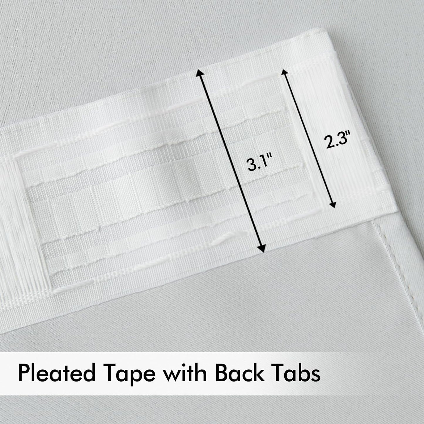 MIULEE Back Tab Light Blocking Curtains 96 Inch Long 2 Panels Set for Living Room Bedroom, Greyish White Rod Pocket/Pinch Pleated Thermal Insulated Room Darkening Floor to Ceiling Blackout Drapes