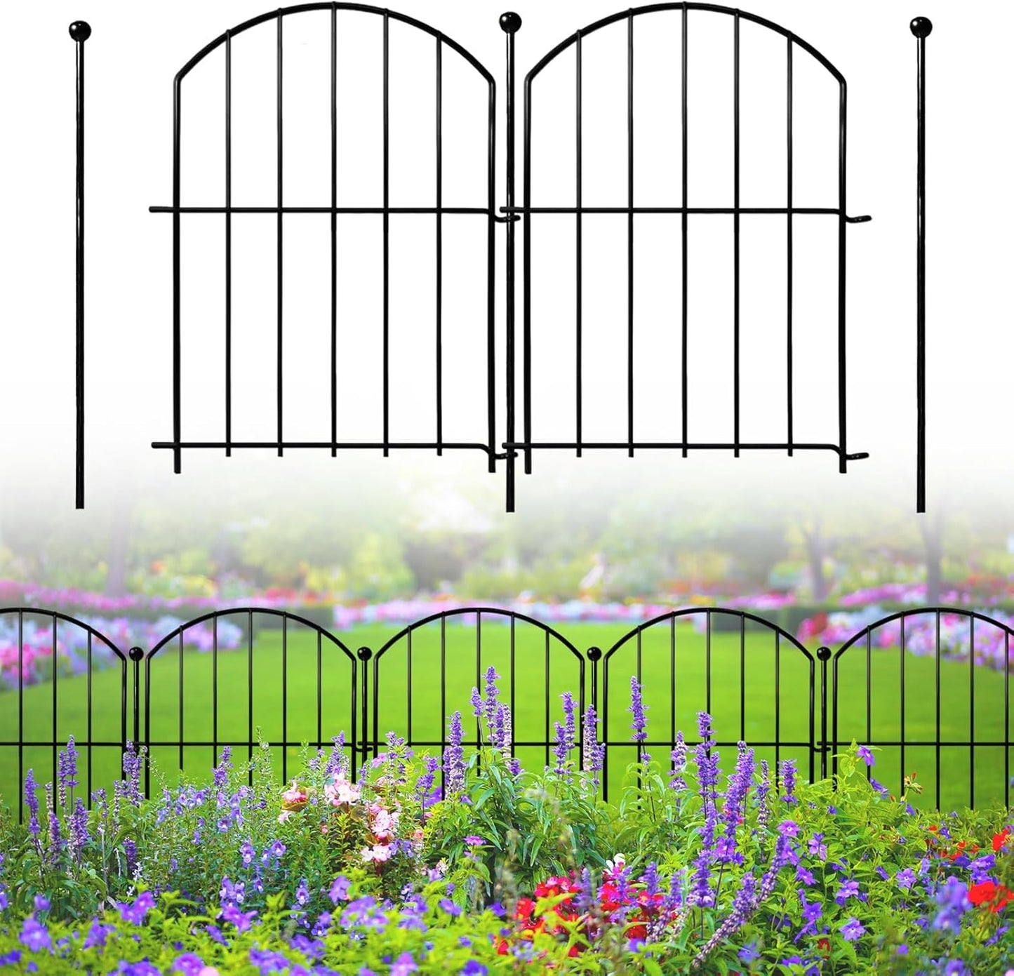 Decorative Garden Fence 17in x26ft, 26 Pack Rustproof Metal No Dig Fence Animal Barrier for Dog, Arched Flower Bed Edging Ornamental Wire Border Panel Fencing for Yard Patio Outdoor Decor
