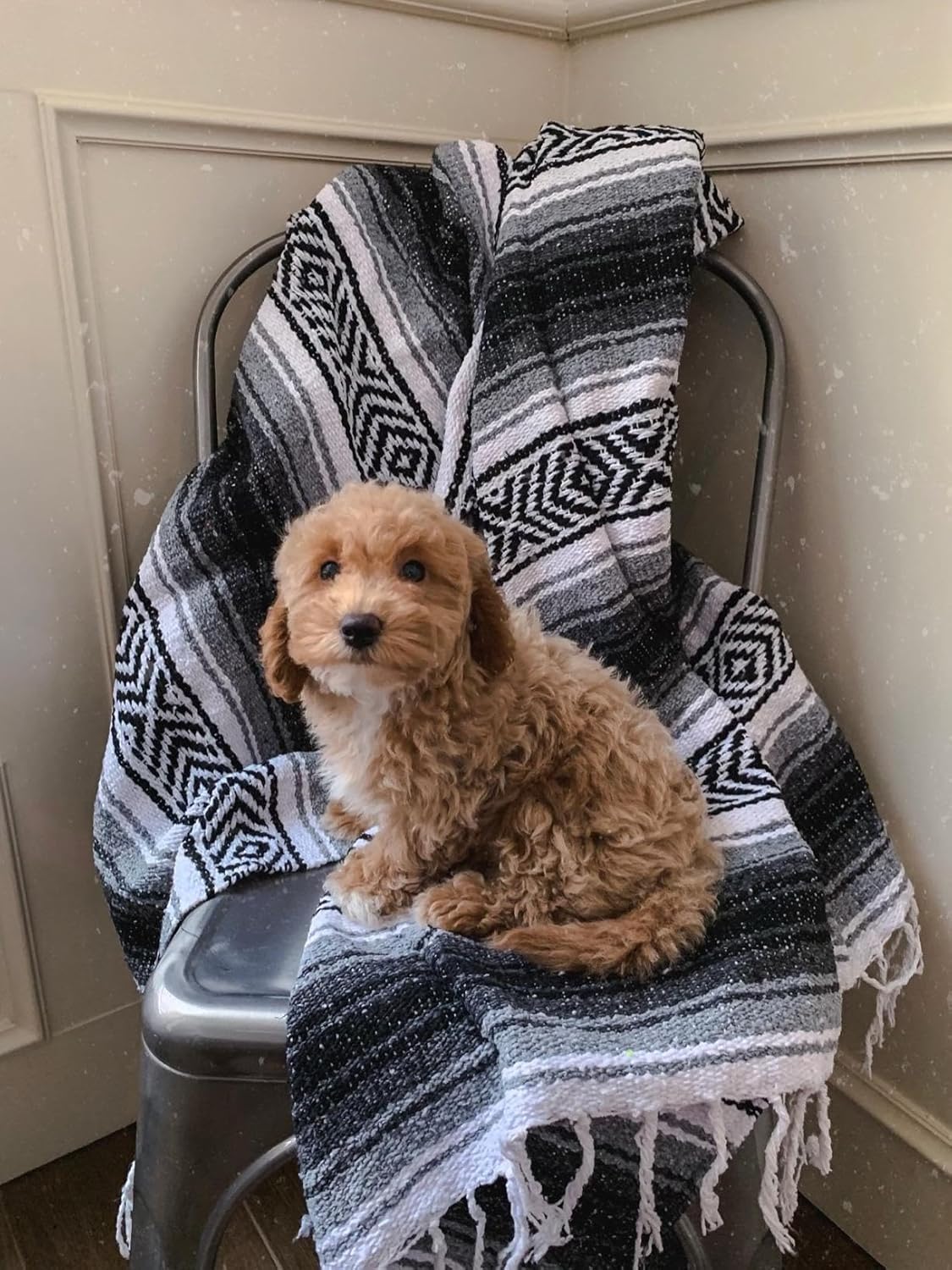 Del Mex Classic Mexican Blanket, Large Authentic Woven Falsa Throw (70"x50"), Artisan Southwest Décor for Beach, Yoga, Outdoors (Gray)