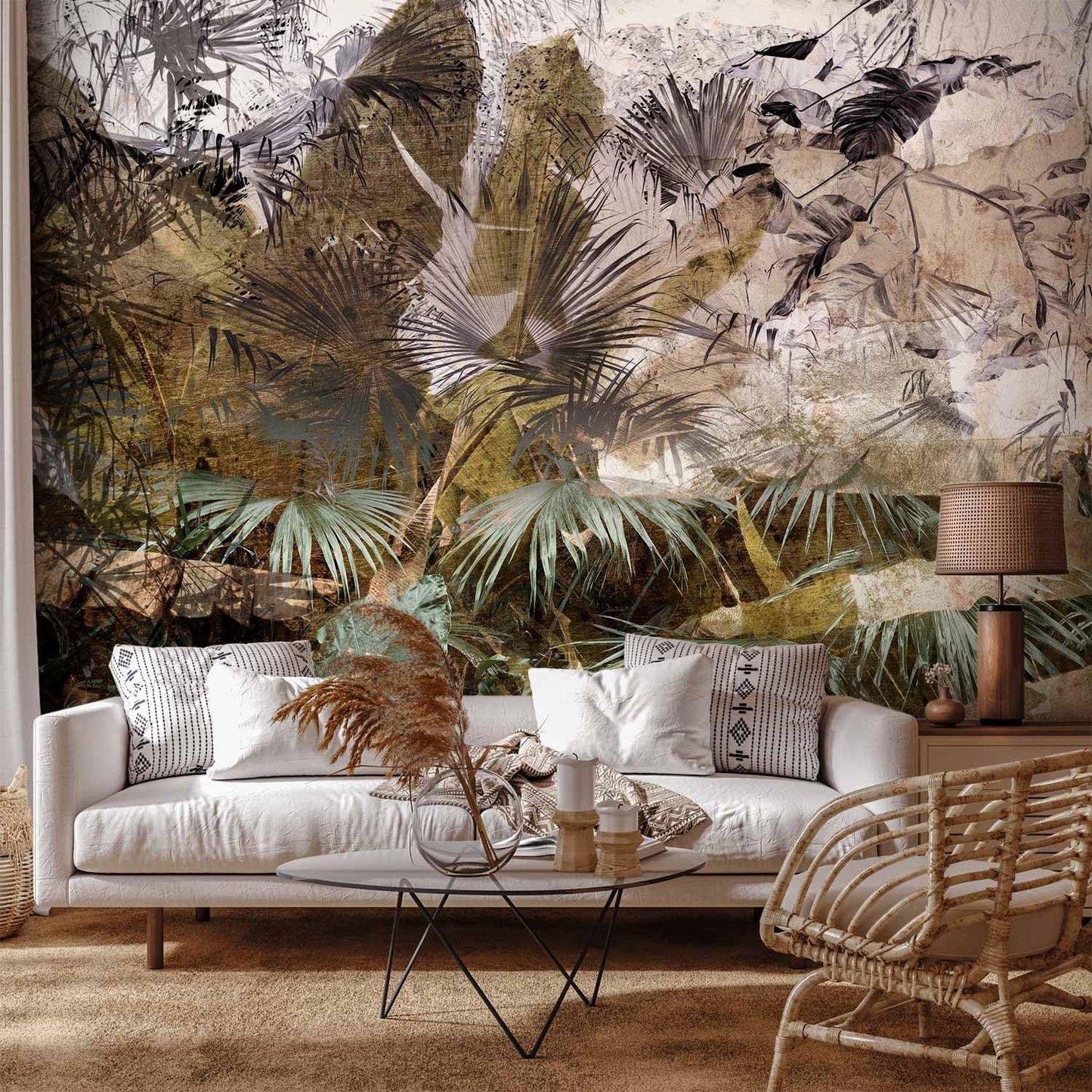 artgeist Wall Mural Tropical Leaves 77x55 in - XXL Peel and Stick Self-Adhesive Wallpaper Removable Large Sticker Foil Wall Decor Print Picture Design Jungle Nature Palm Green Leaves b-C-0789-a-a