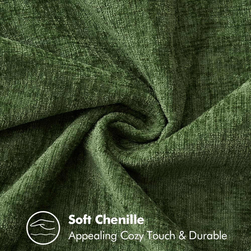 MIULEE Pack of 2 Christmas Pillow Covers 22x22 Inch Moss Green Farmhouse Decorative Throw Pillow Covers with Stitched Edge Soft Chenille Solid Dyed Couch Pillow Covers for Sofa Bed Living Room