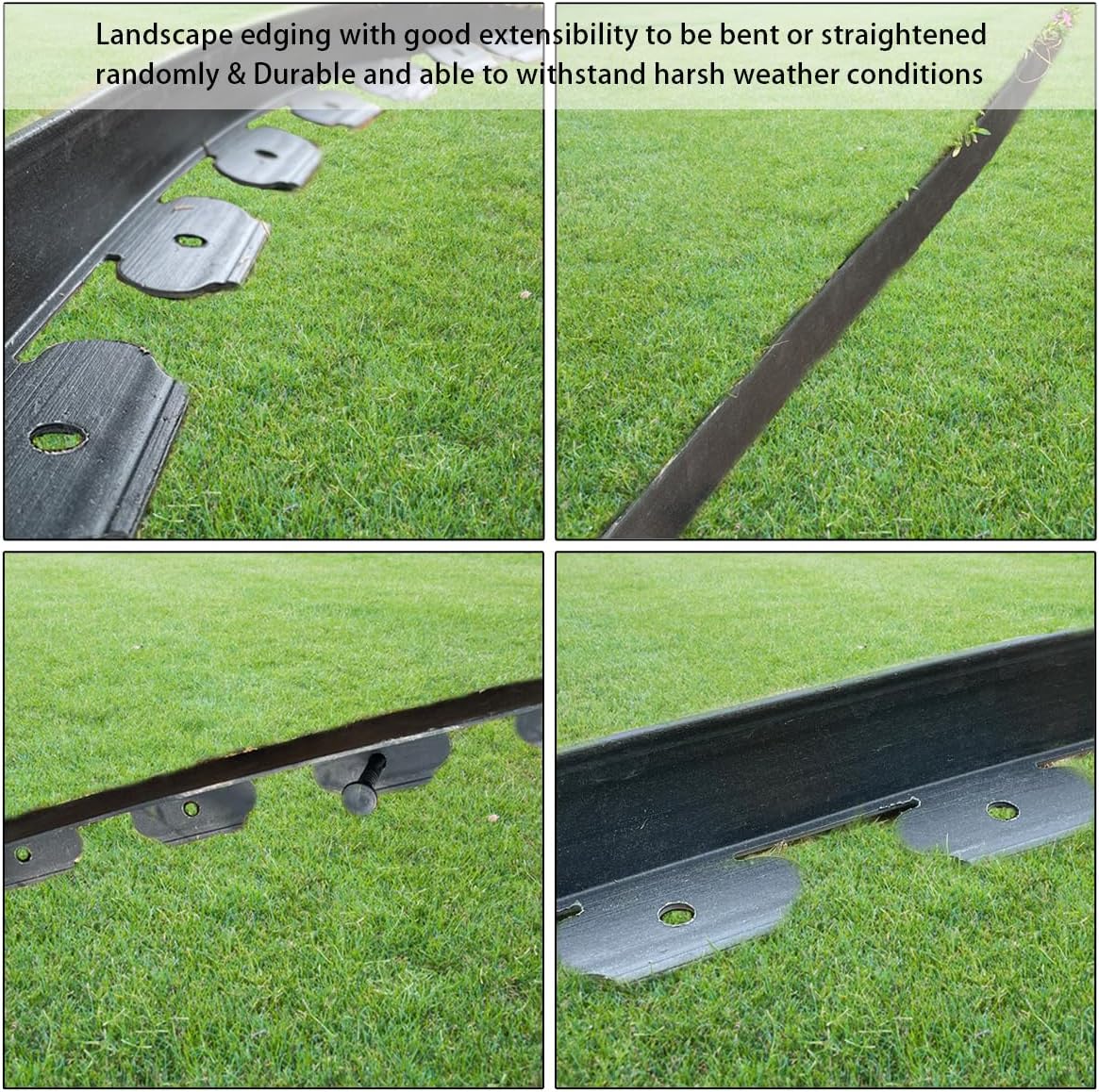 49FT Landscape Edging, 4 in Tall Garden Edging Borders with 75 Spikes,Flexible No Dig Lawn Edging Plastic Borders for Garden, Flower Beds, Pavement-Black