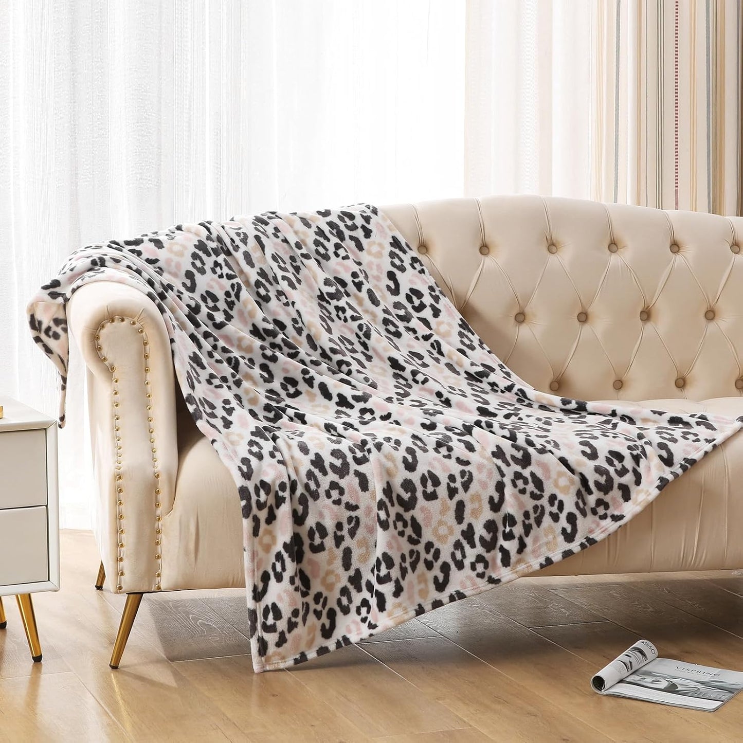 MERRYLIFE Pink Cheetah Throw Blanket Decorative Fleece Throw | Ultra-Plush Colorful | Couch Blanket Travel Lap | Home Gift Use(50" 60",Pink Cheeath)