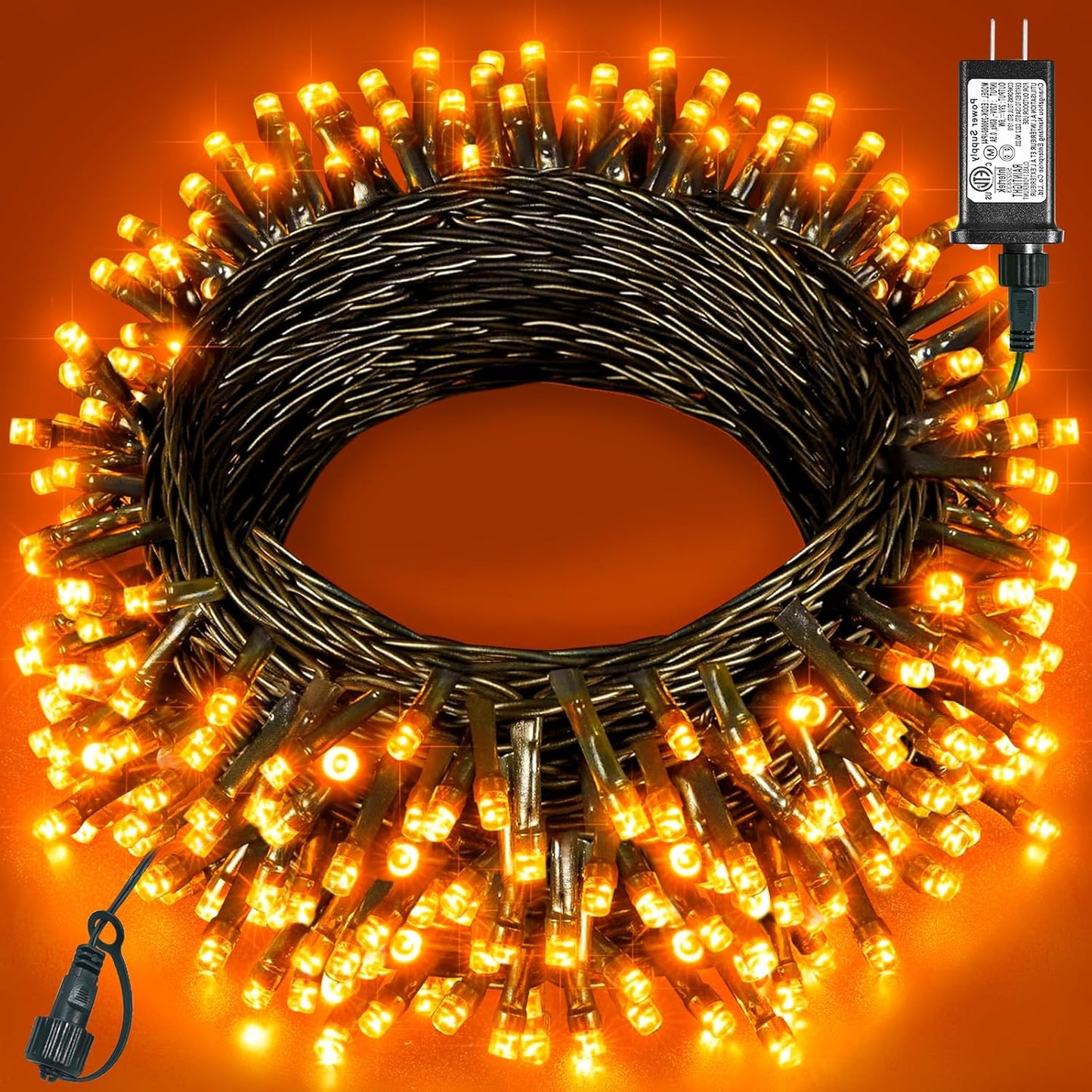 80FT 240 LED Halloween Lights Outdoor, Orange String Lights for Outside with Waterproof 8 Modes, Connectable Green Wire Twinkle Tree Light for Indoor Bedroom Patio Garden Party Holiday Decorations