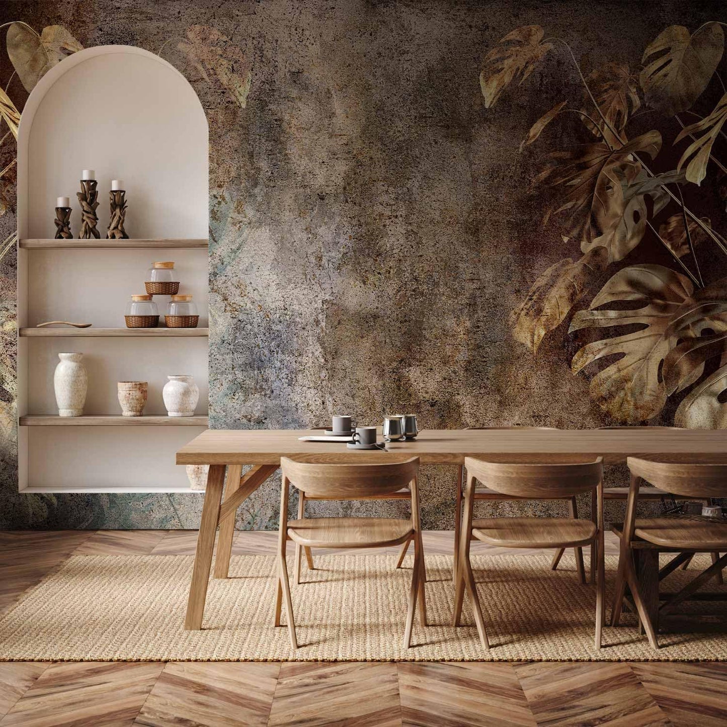 artgeist Wall Mural Monstera 154x110 in - XXL Peel and Stick Self-Adhesive Wallpaper Removable Large Sticker Foil Wall Decor Print Picture Design Nature Botanical Abstract Plants b-C-0859-a-a