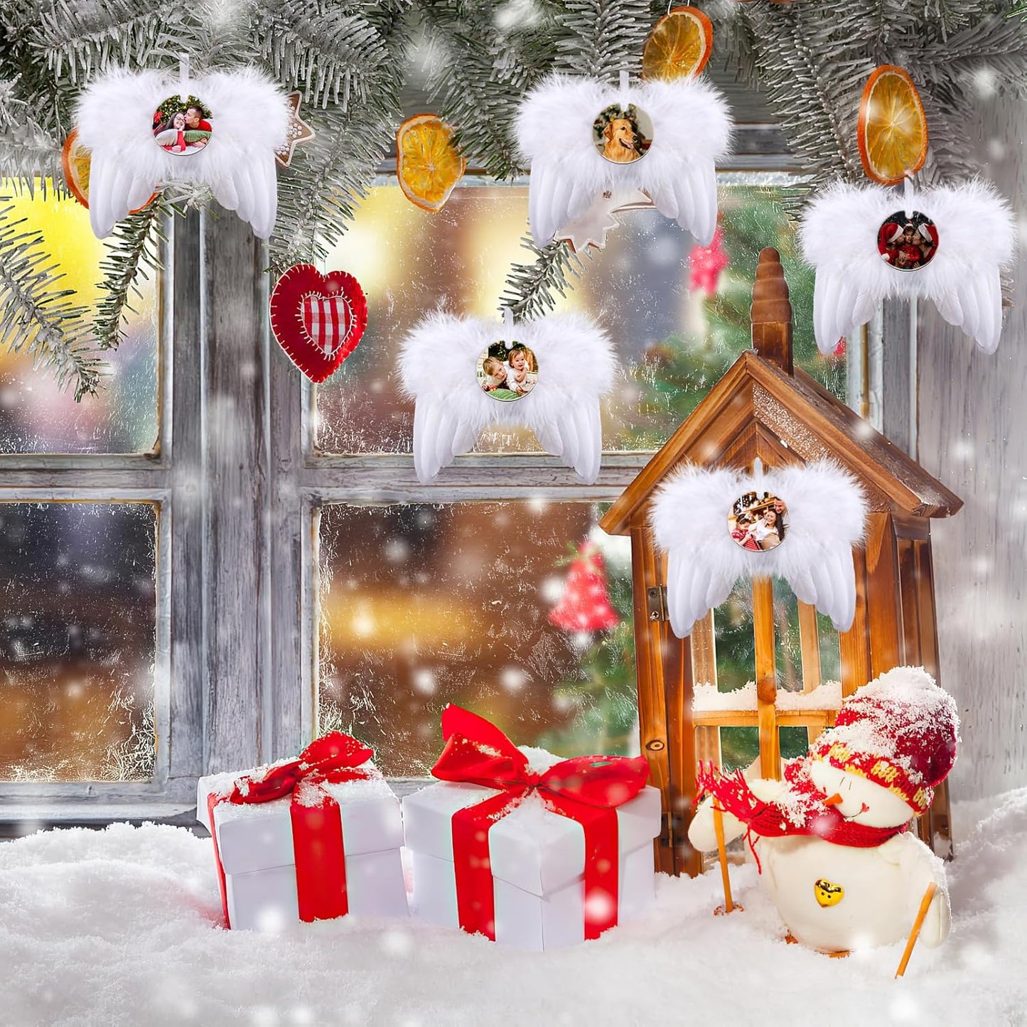 Personalized Christmas Ornaments 2024 Customized with Photo Text Ornament Keepsake Pet First Christmas Ornament Bulk Custom Wooden Xmas Tree Decorations, Wood Round Wing