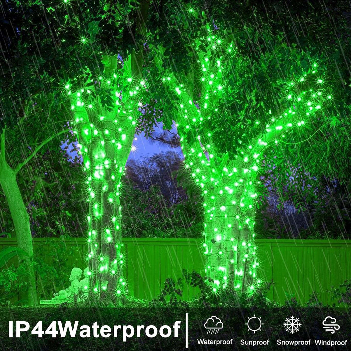 250 LED Green String Lights, 82ft Green Halloween Lights Outdoor Clear Wire 8 Modes Plug in Waterproof Christmas Twinkle String Light for Indoor Room Tree Christmas Party Halloween Decorations