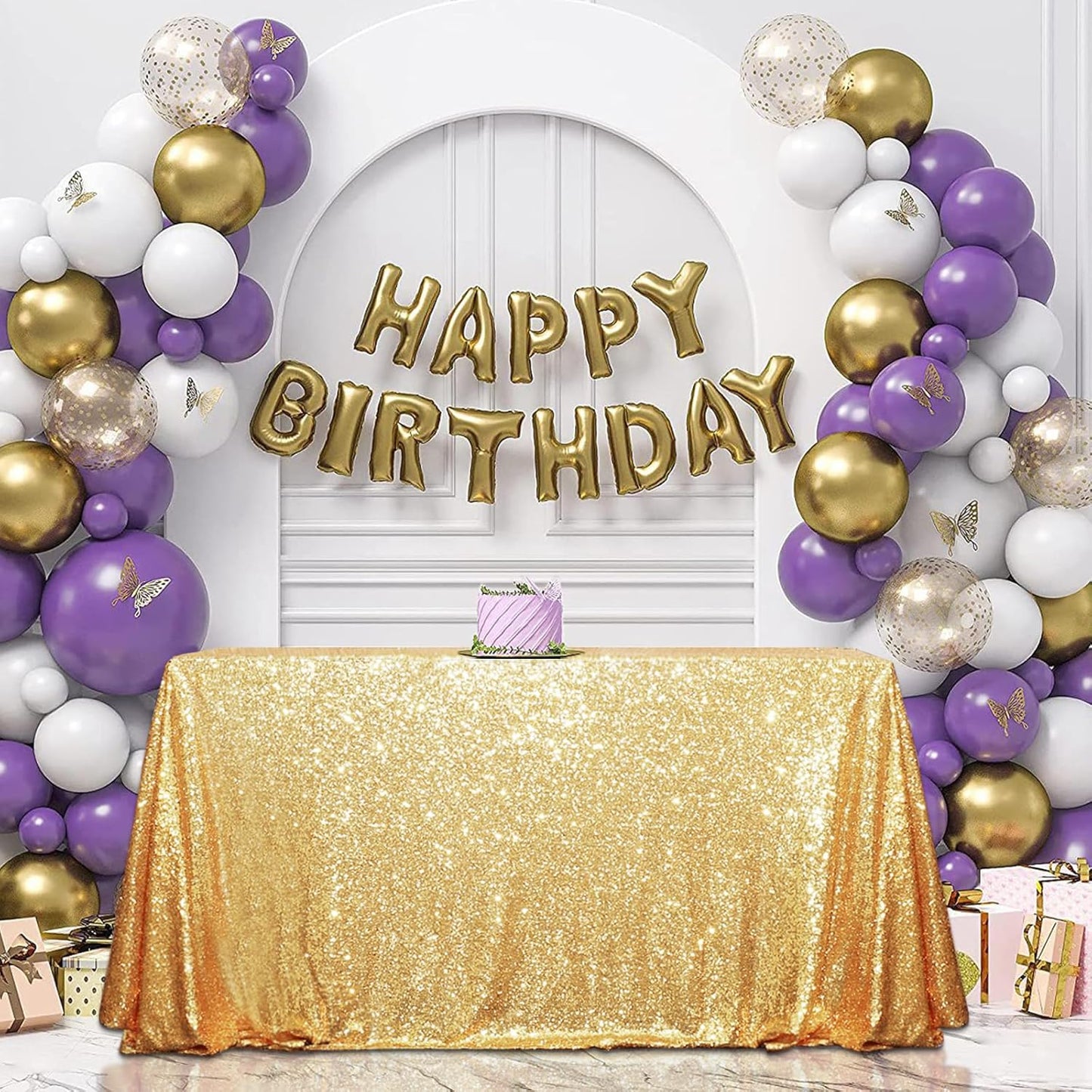 SquarePie Sequin Tablecloth 50 x 72 Inch Gold Sparkly Table Cloth for Wedding Party