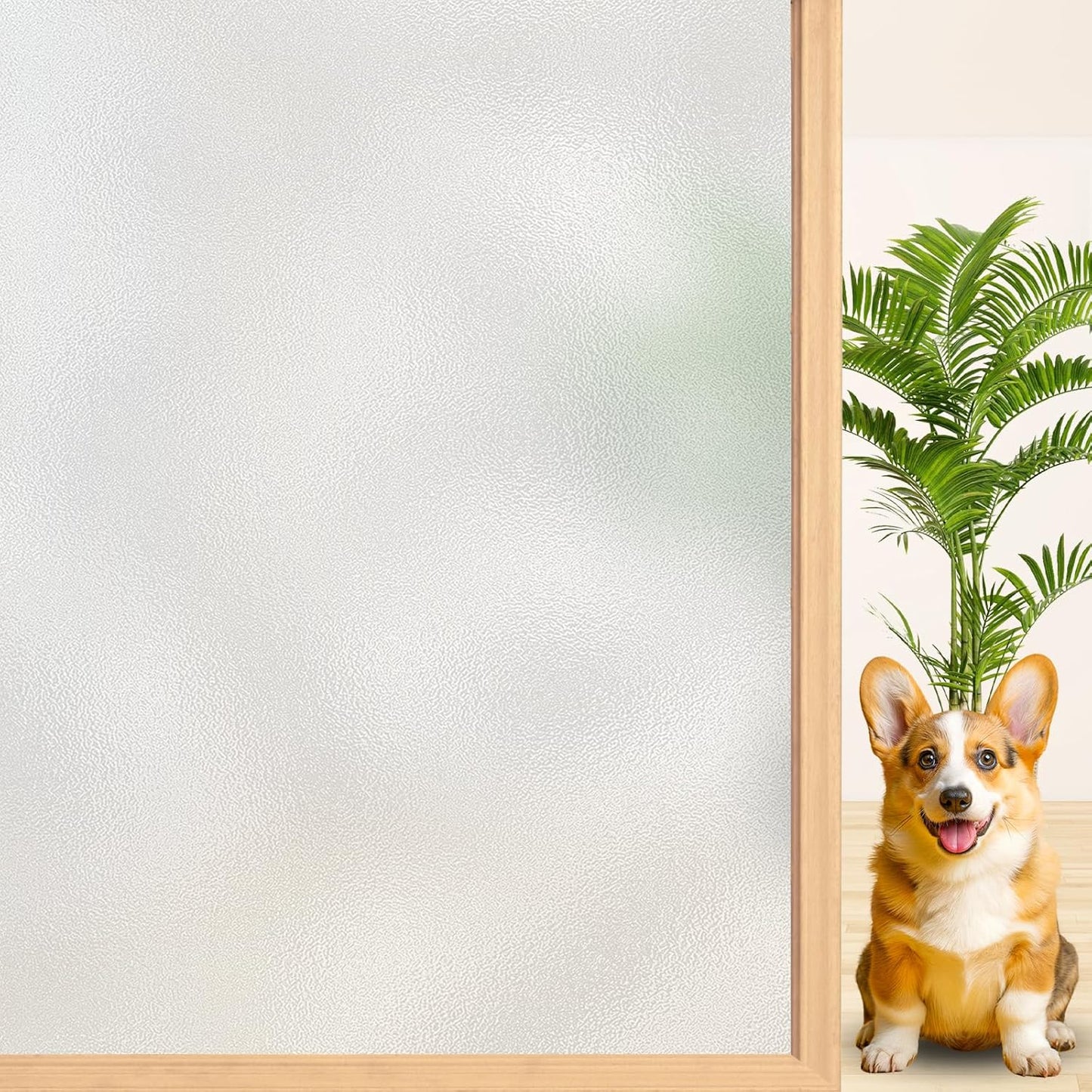 Niviy Frosted Glass Window Privacy Film 35.4 inch x 157 inch Window Frosting Film Static Cling UV Sun Blocking Bathroom Door Decorative Contact Paper for Windows