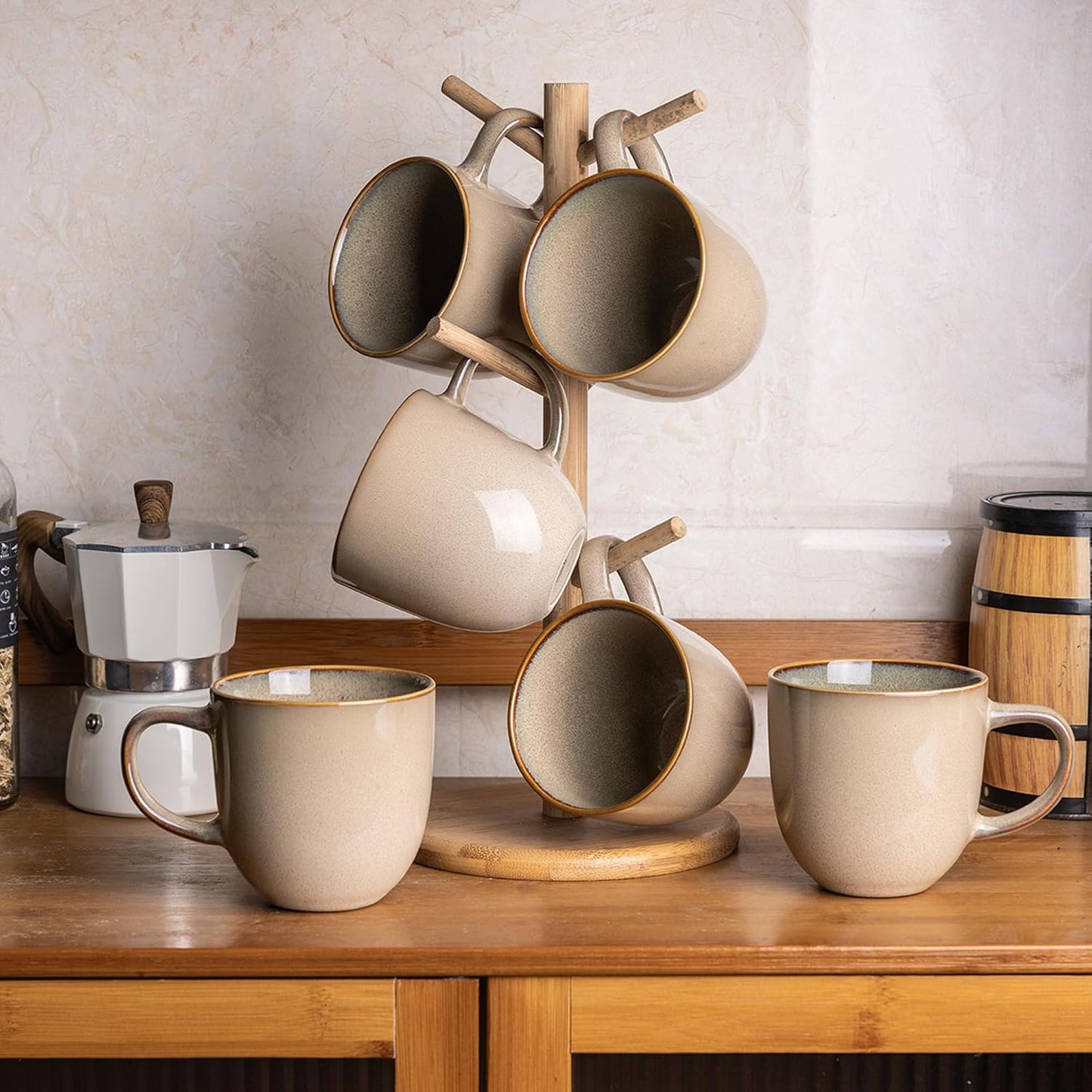 AmorArc 12oz Coffee Mugs, Ceramic Coffee Mugs set of 6 for Man, Woman, Dad, Mom, Modern Coffee Mugs with handle for Latte/Cappuccino/Milk/Cocoa. Dishwasher&Microwave Safe Latte